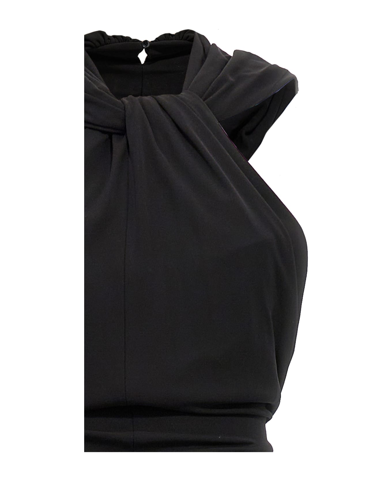 Saint Laurent Scarf Detail Long Dress - Black