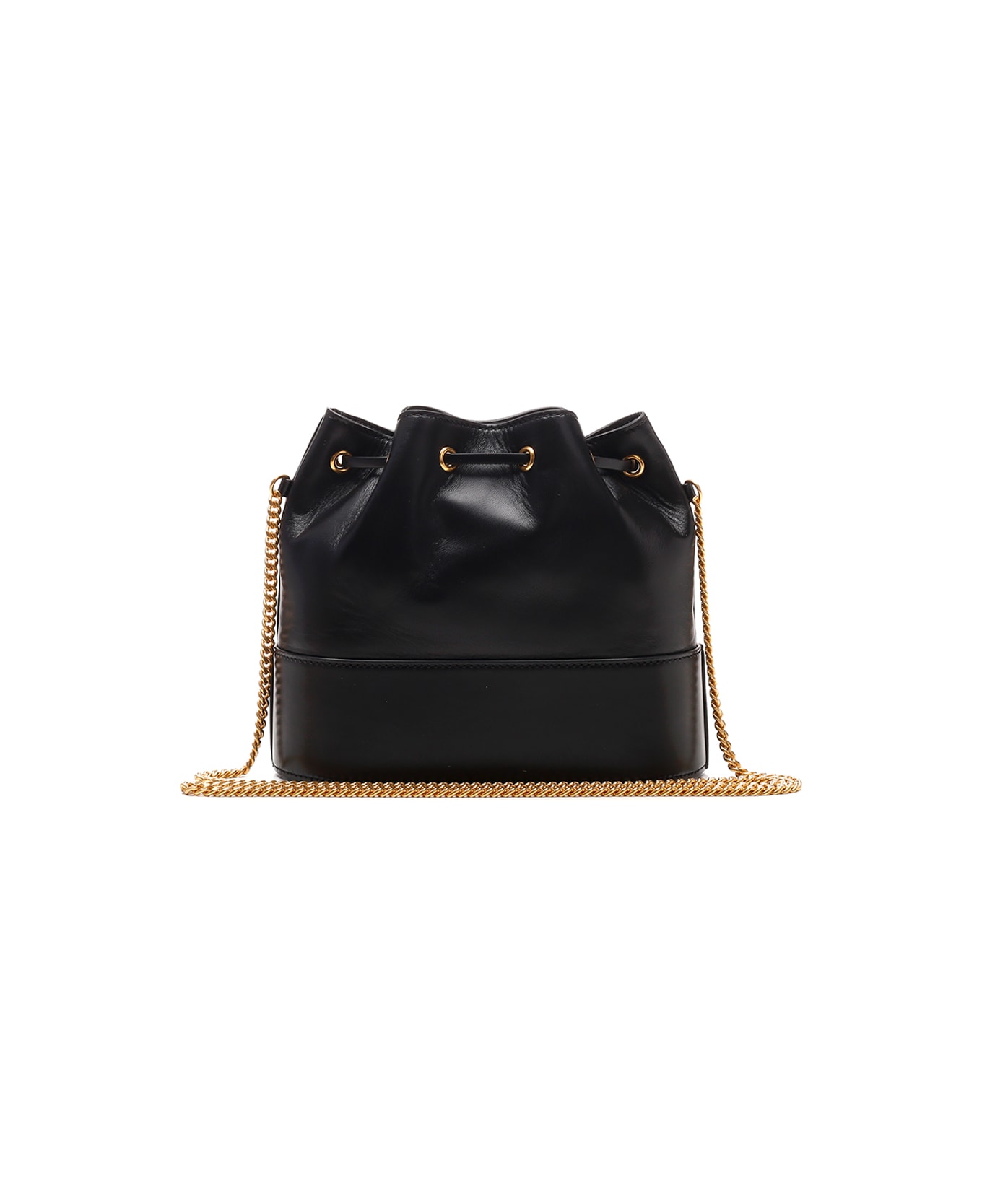 Valentino Garavani Black Leather 
v Logo
 Bucket Bag - Black