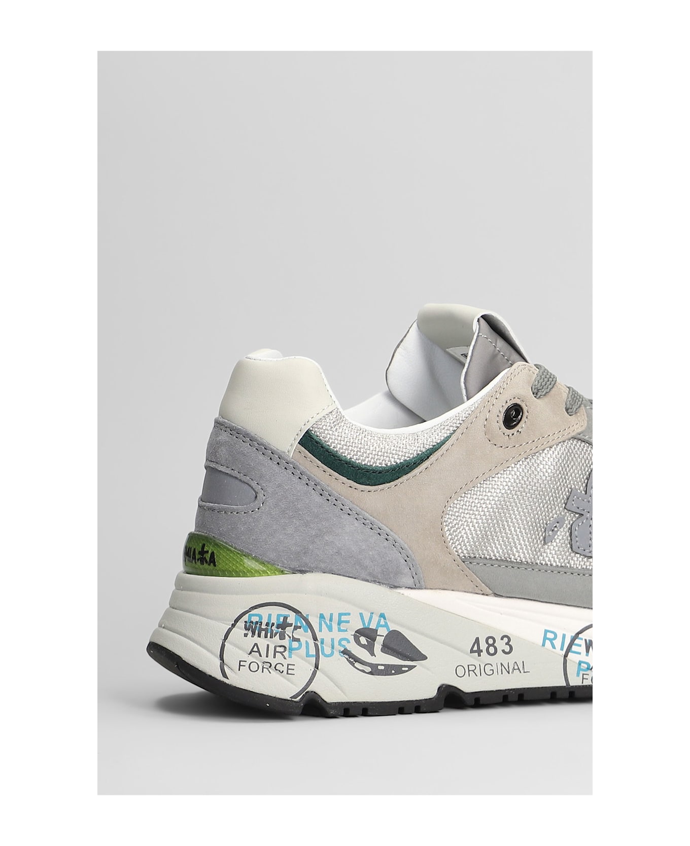 Premiata Mase Sneakers In Grey Suede And Fabric - grey