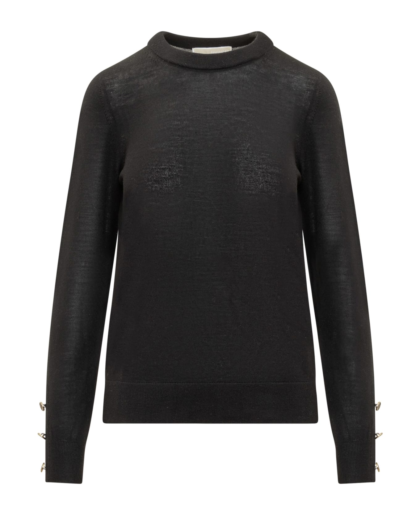 MICHAEL Michael Kors Merino Button Long Sleeve Sweater - Black