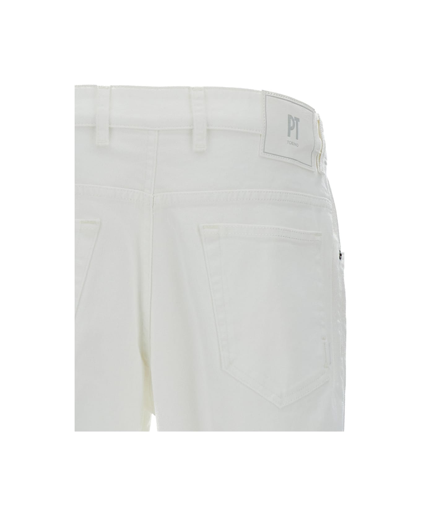 PT Torino White Tapered Leg Jeans In Cotton Blend Man - White ボトムス