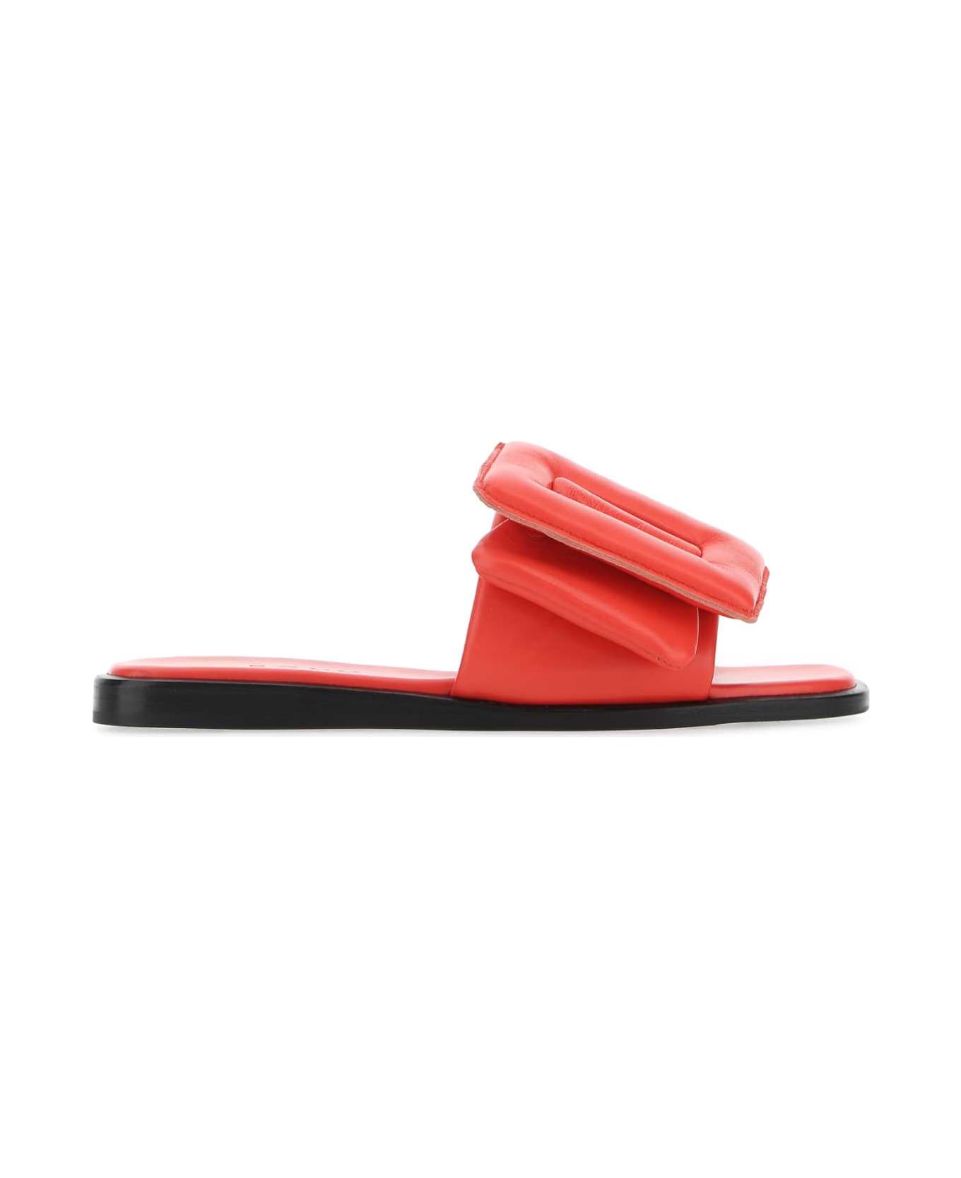 BOYY Red Leather Puffy Slippers - POPPYRED