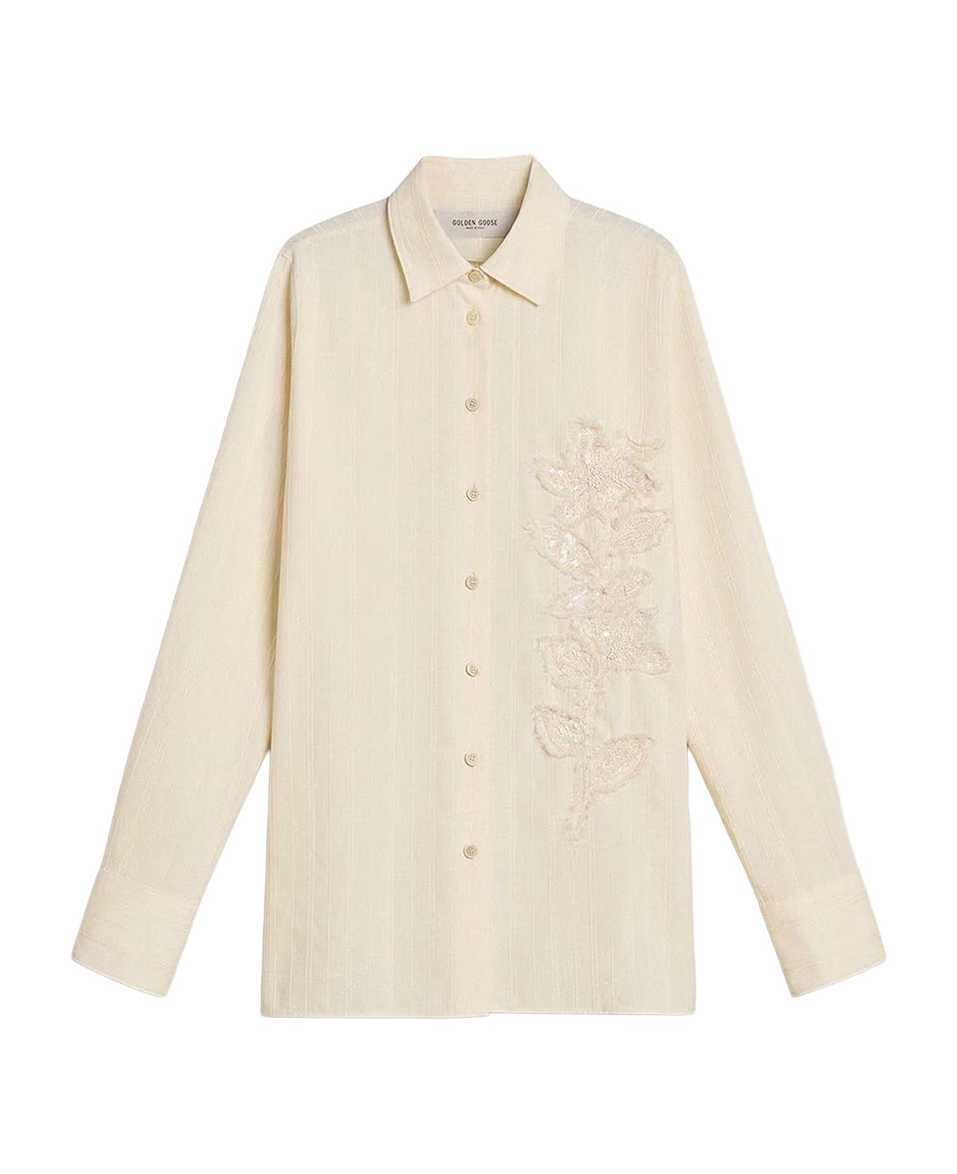 Golden Goose Cotton Shirt With Sequins - Antique white