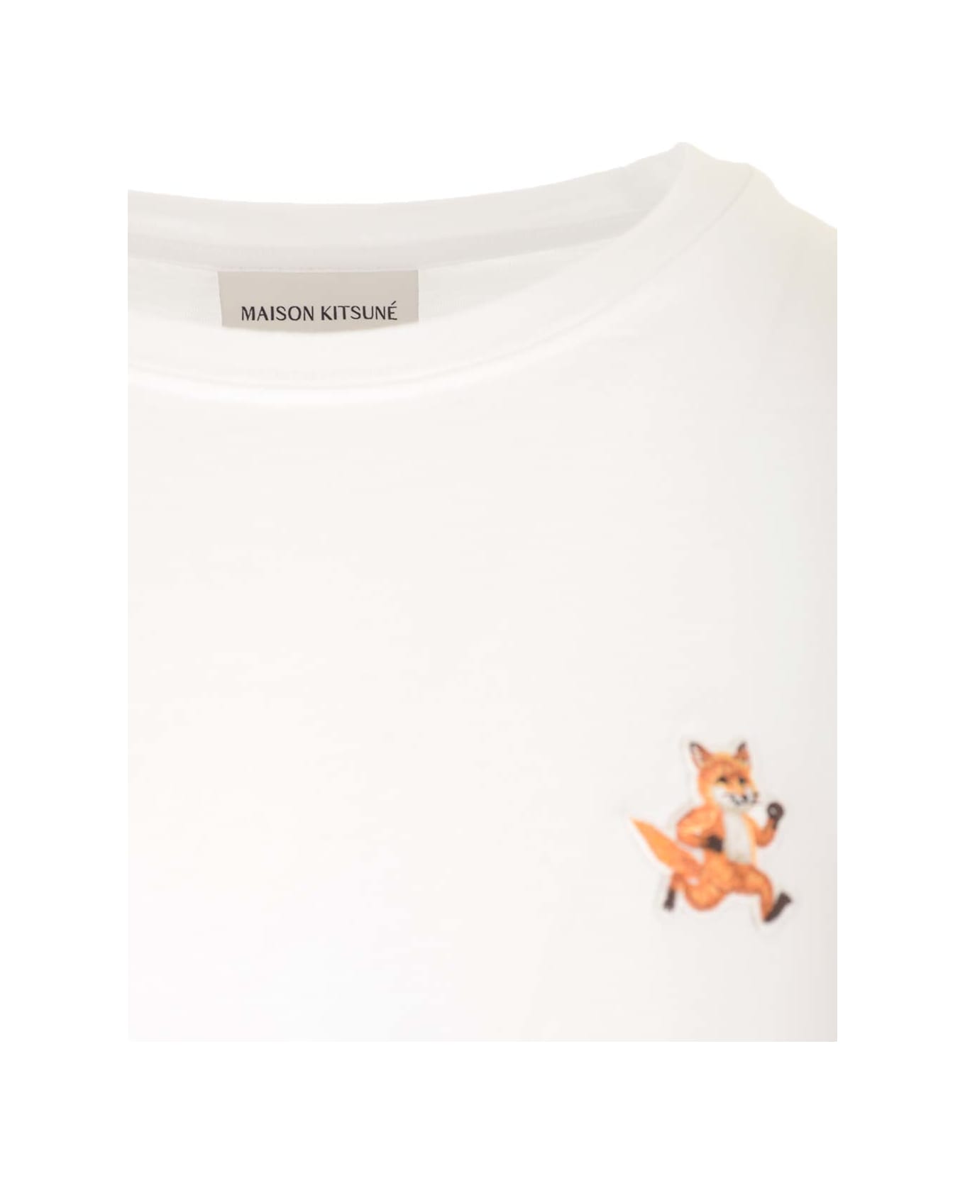 Maison Kitsuné White T-shirt With Speedy Fox Patch - White