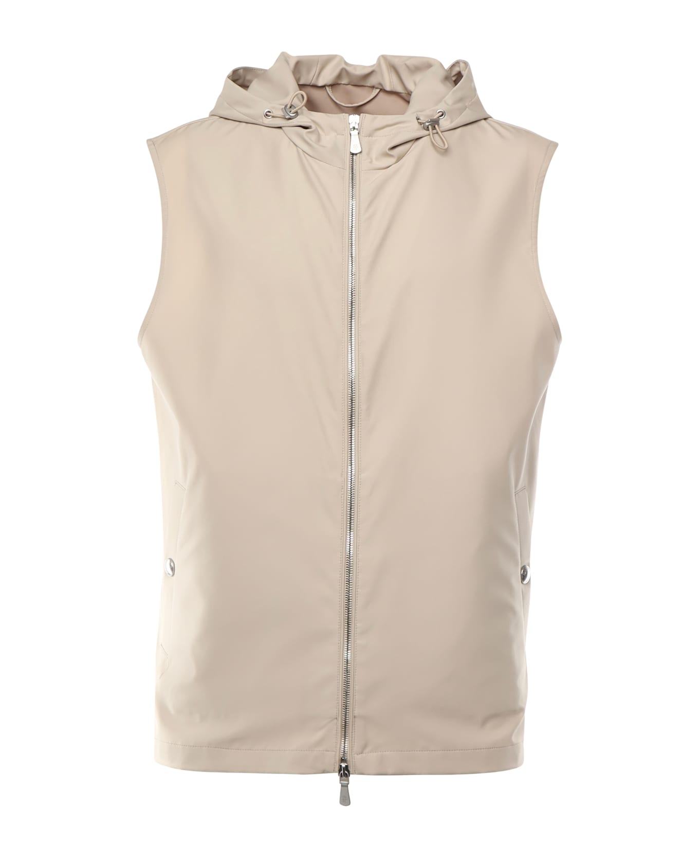 Eleventy Silk Hooded Vest - SAND