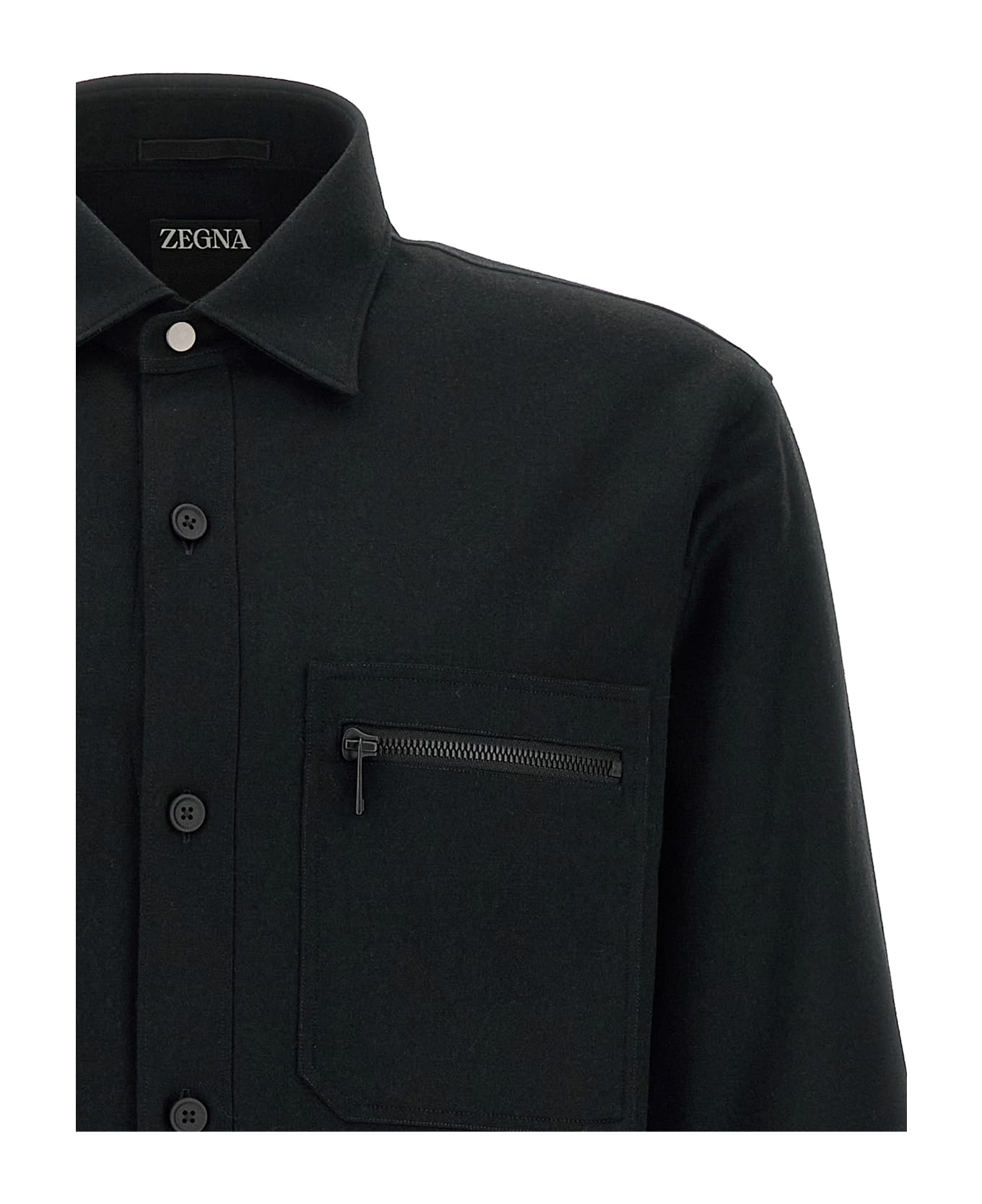 Zegna Techmerino Overshirt - Black  