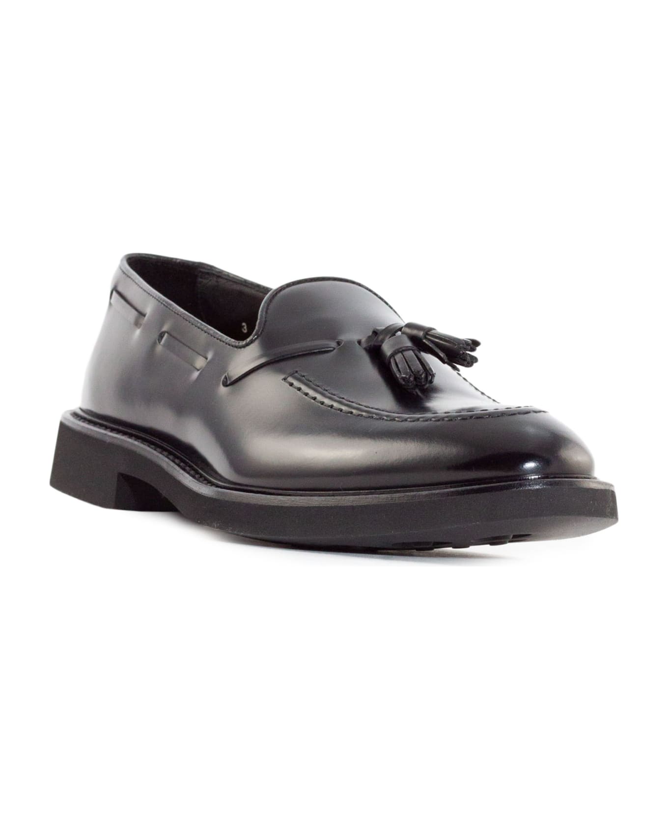 Doucal's Black Brushed Leather Loafers - NERO F.DO NERO