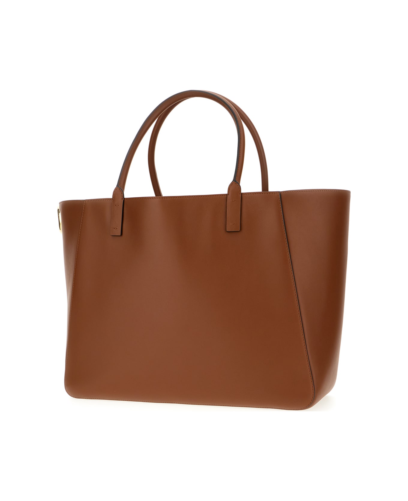 Valentino Garavani Brown Leather Shopping Bag - TOBACCO