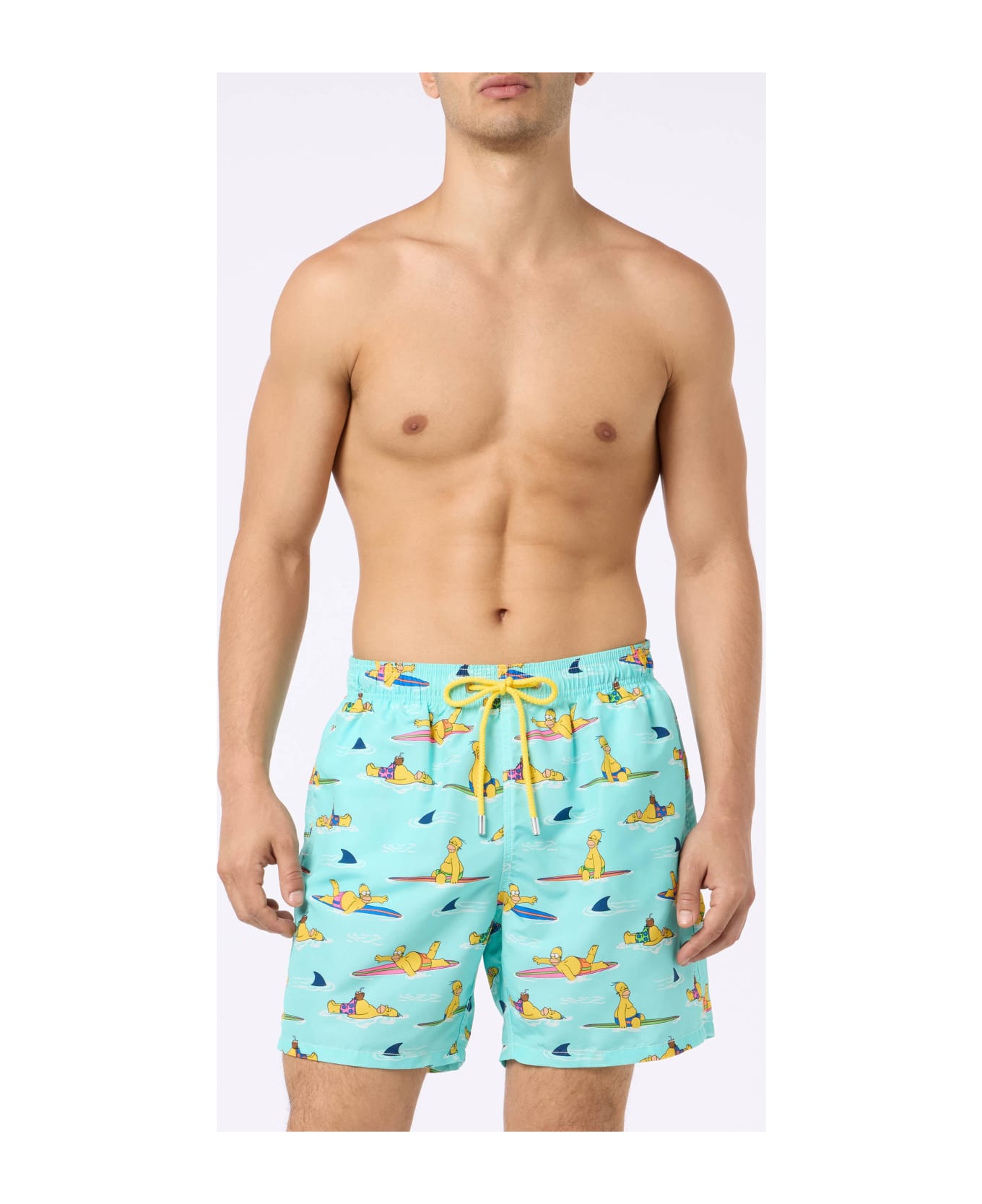 MC2 Saint Barth Man Mid-length Gustavia Swim-shorts With Homer Simpson Print | The Simpsons Special Edition - GREEN