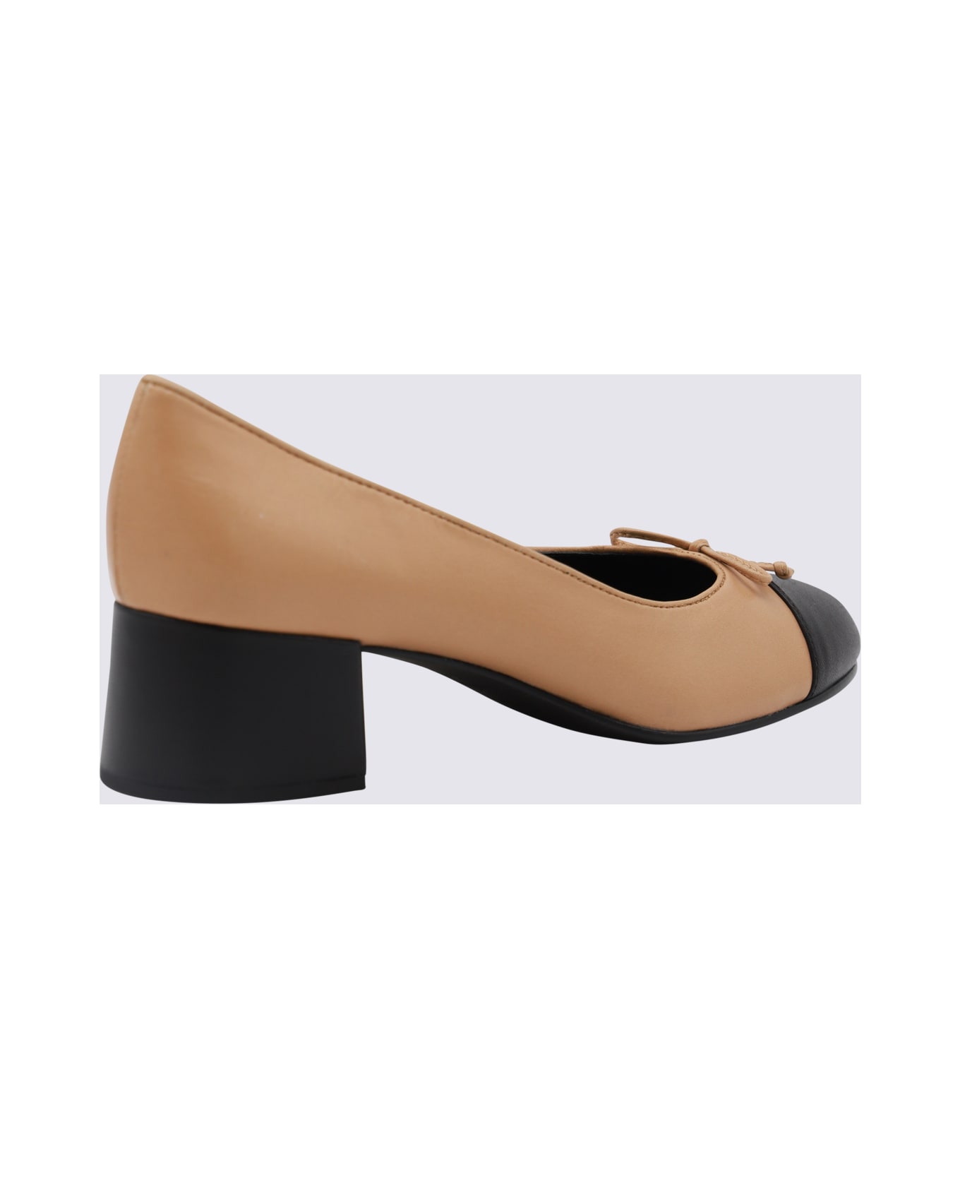 Tory Burch Beige And Black Leather Pumps - GINGER/BLACK