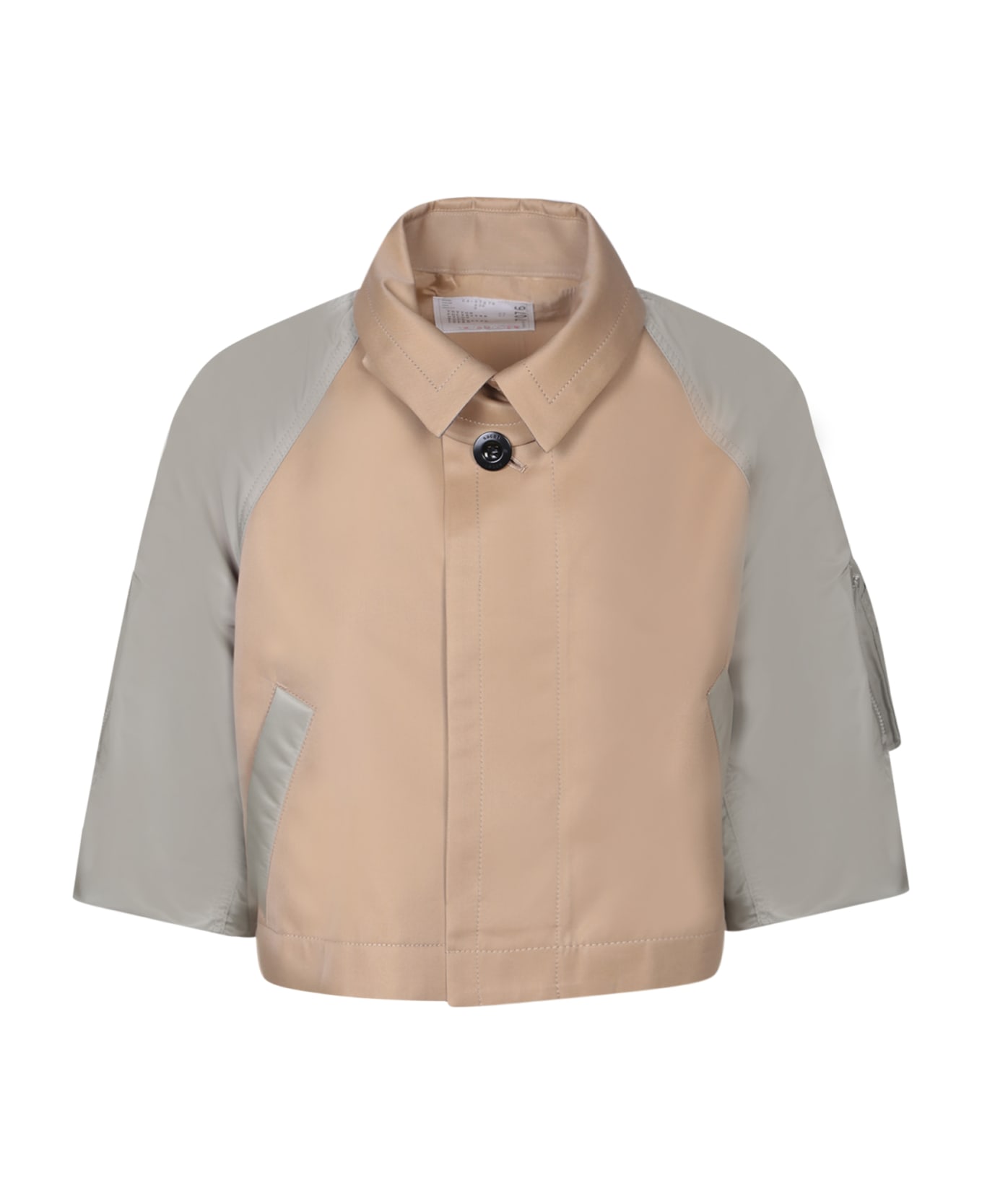 Sacai Kaki Beige Nylon Gabardine Bomber - Beige