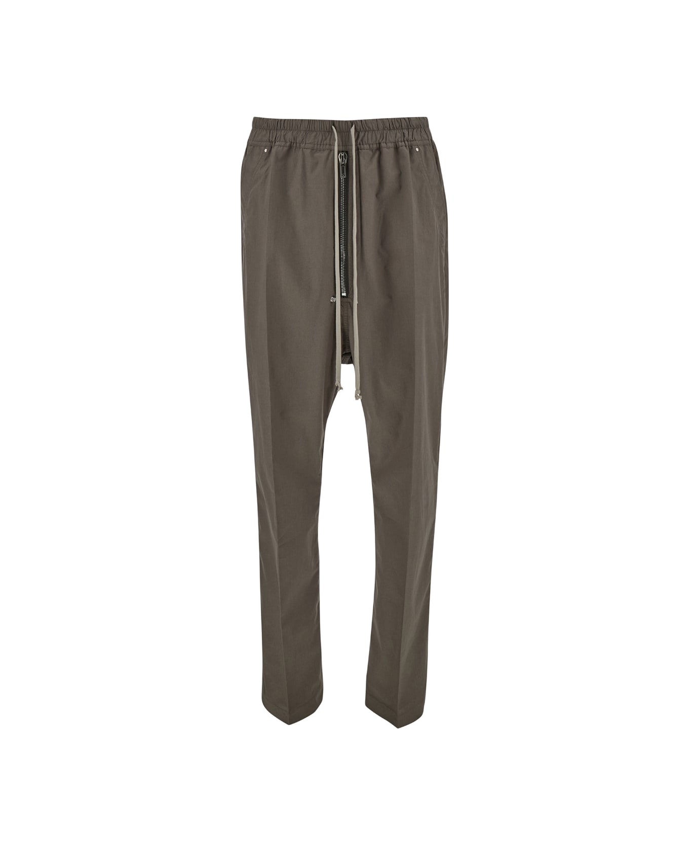 Rick Owens Light Brown Low Crotch Straight Trousers In Cotton Man - Pink