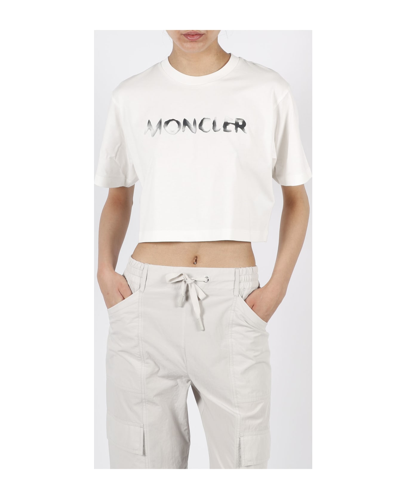Moncler Logo Crop T-shirt - White