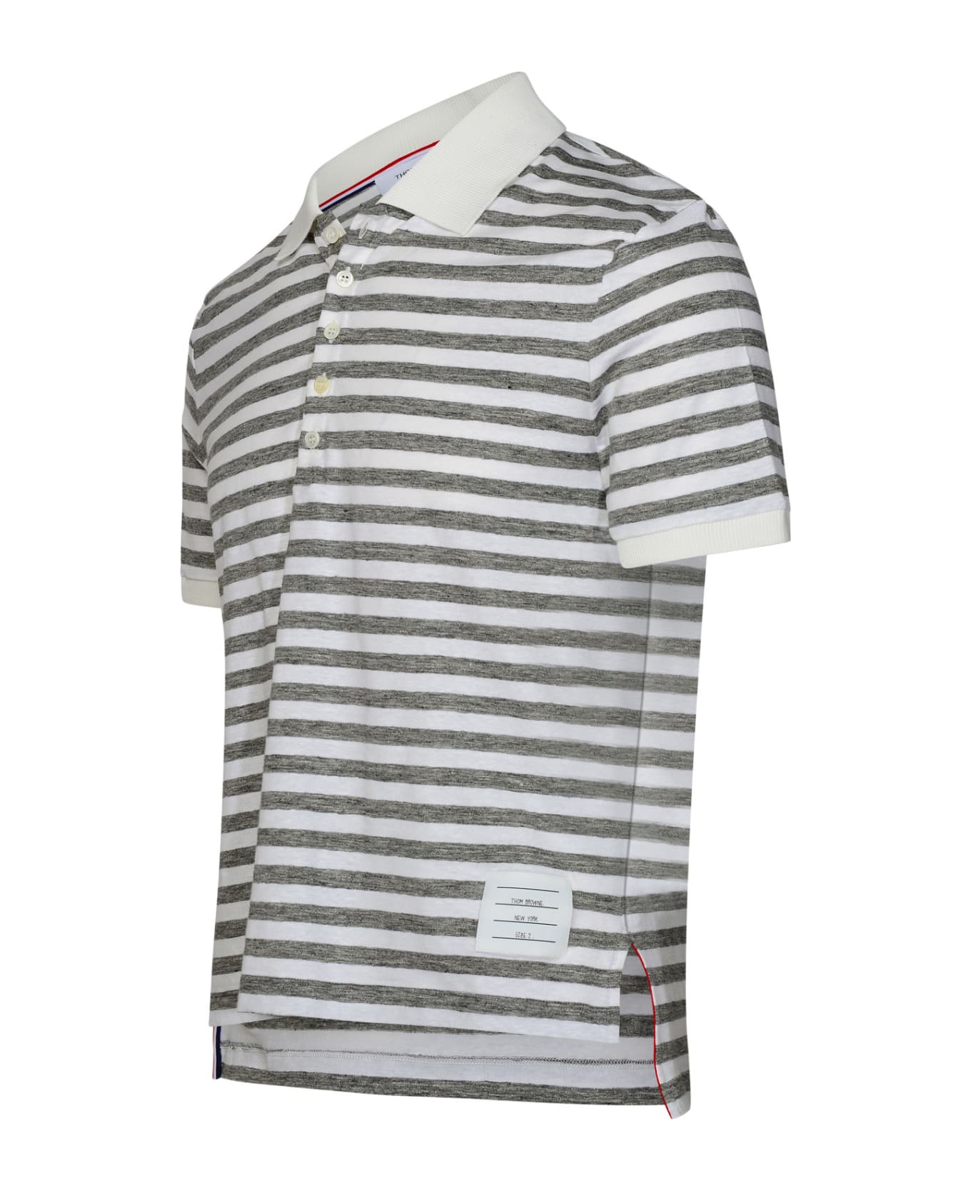 Thom Browne White Linen Blend Polo Shirt - White
