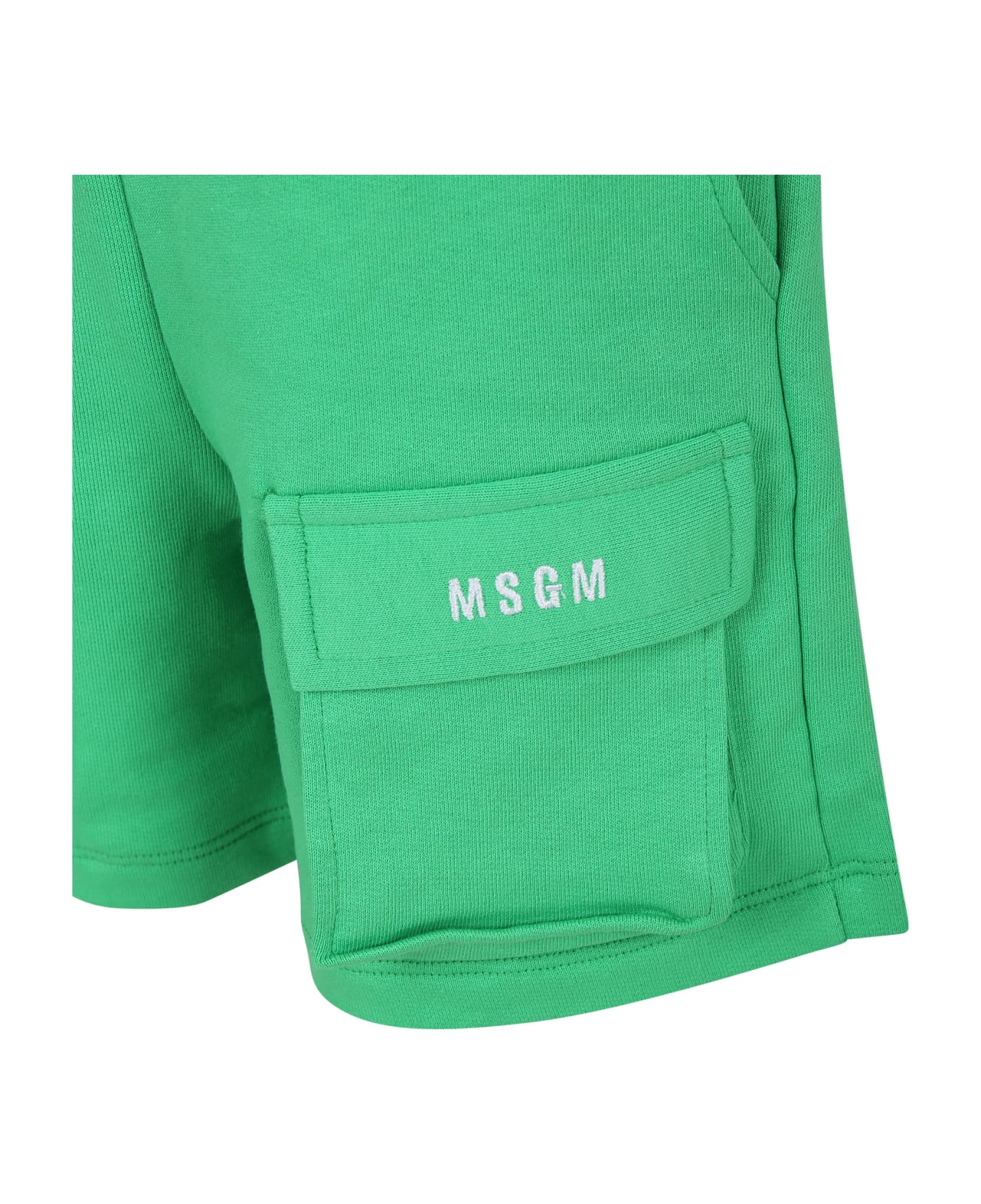 MSGM Green Shorts For Boy With Logo - Green
