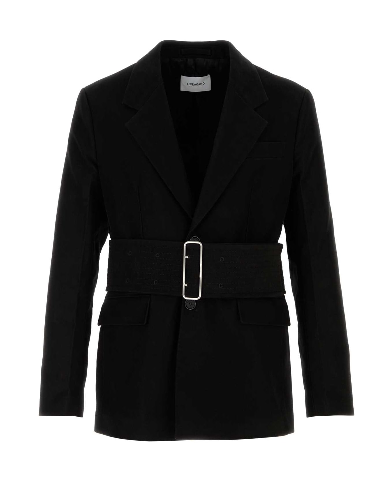 Ferragamo Black Cotton Blazer - NERO