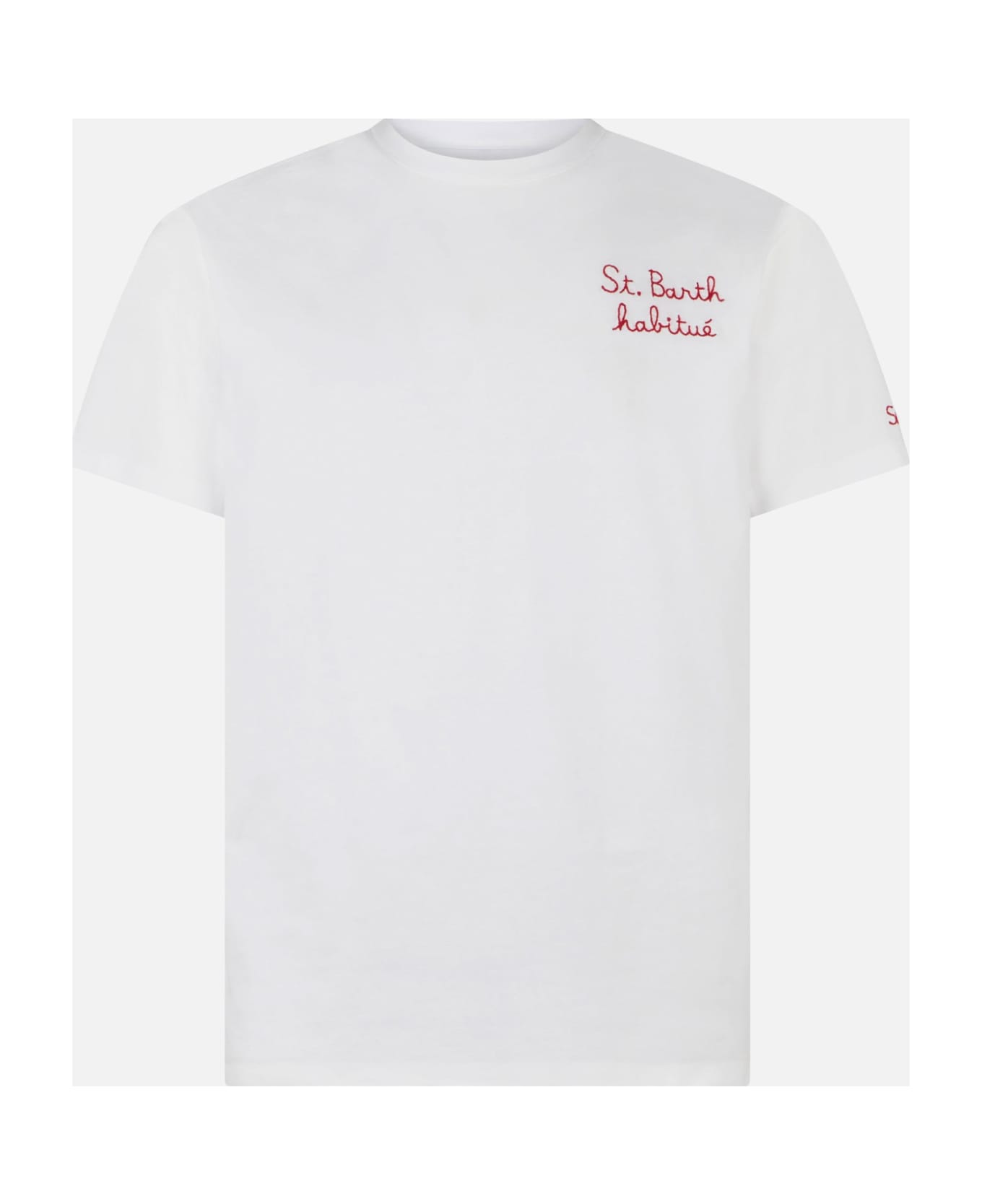 MC2 Saint Barth Man T-shirt With St. Barth Habituè Embroidery - WHITE