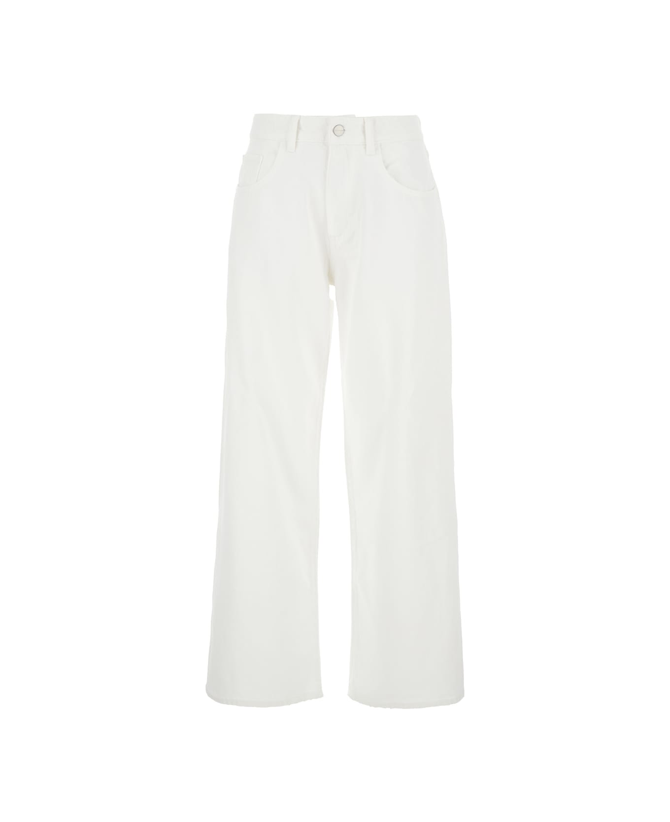 Icon Denim 
bea
 White Five Pocket Jeans With Logo Patch On The Back In Cotton Woman - White
