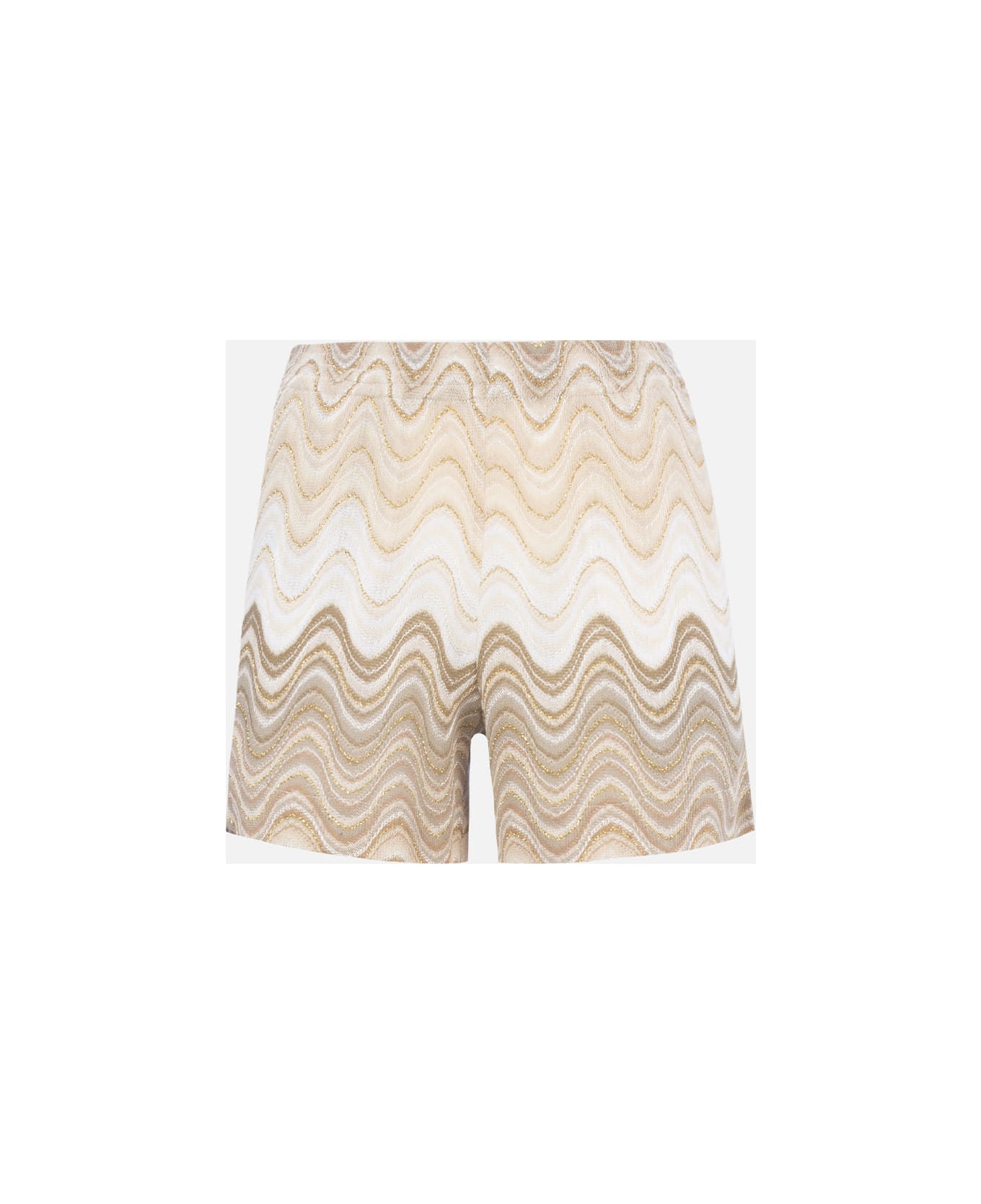 MC2 Saint Barth Woman Rachel Knit Fabric Pull Up Shorts Meave - BEIGE