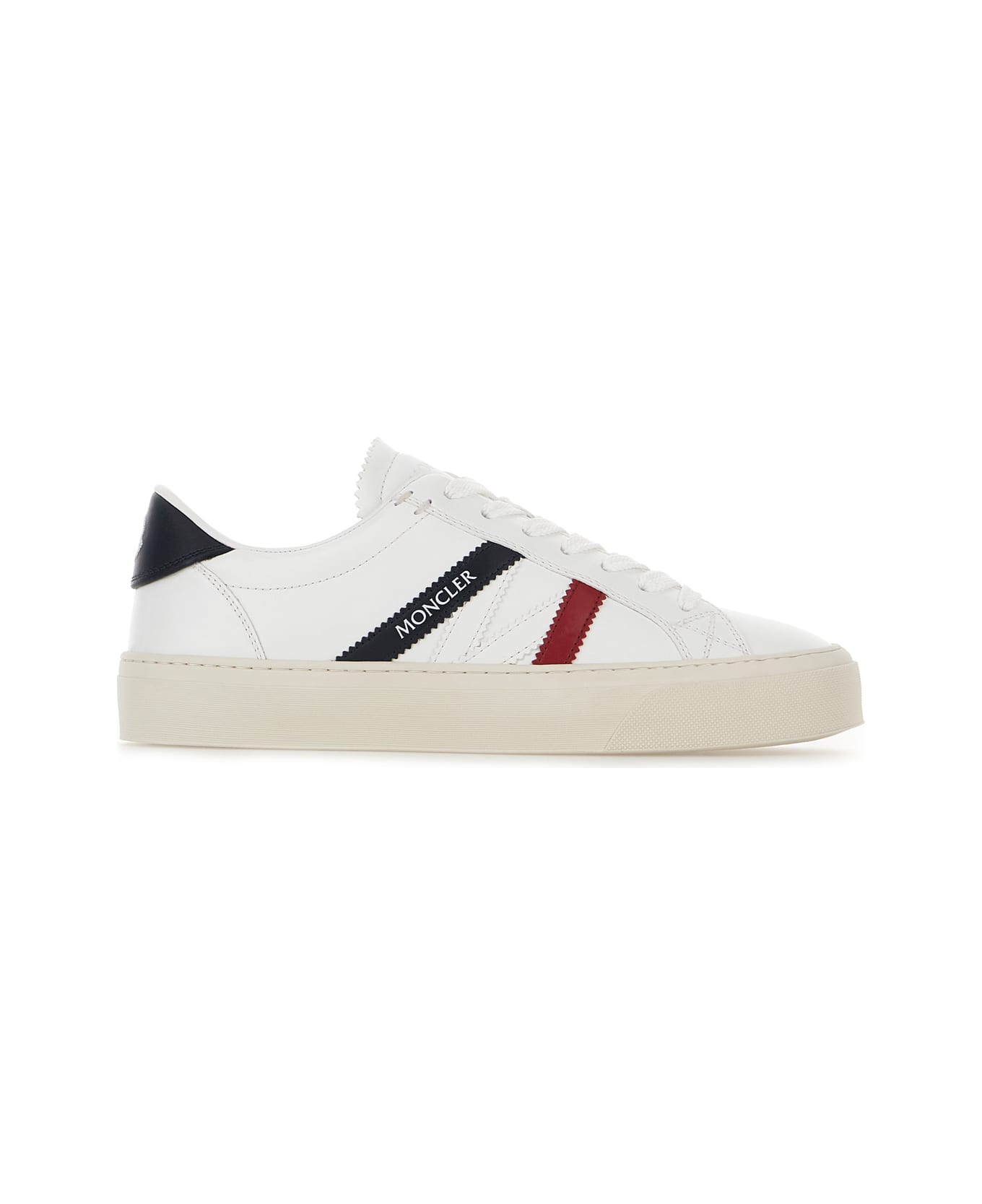Moncler White Leather Monaco 2 Sneakers - WHITE