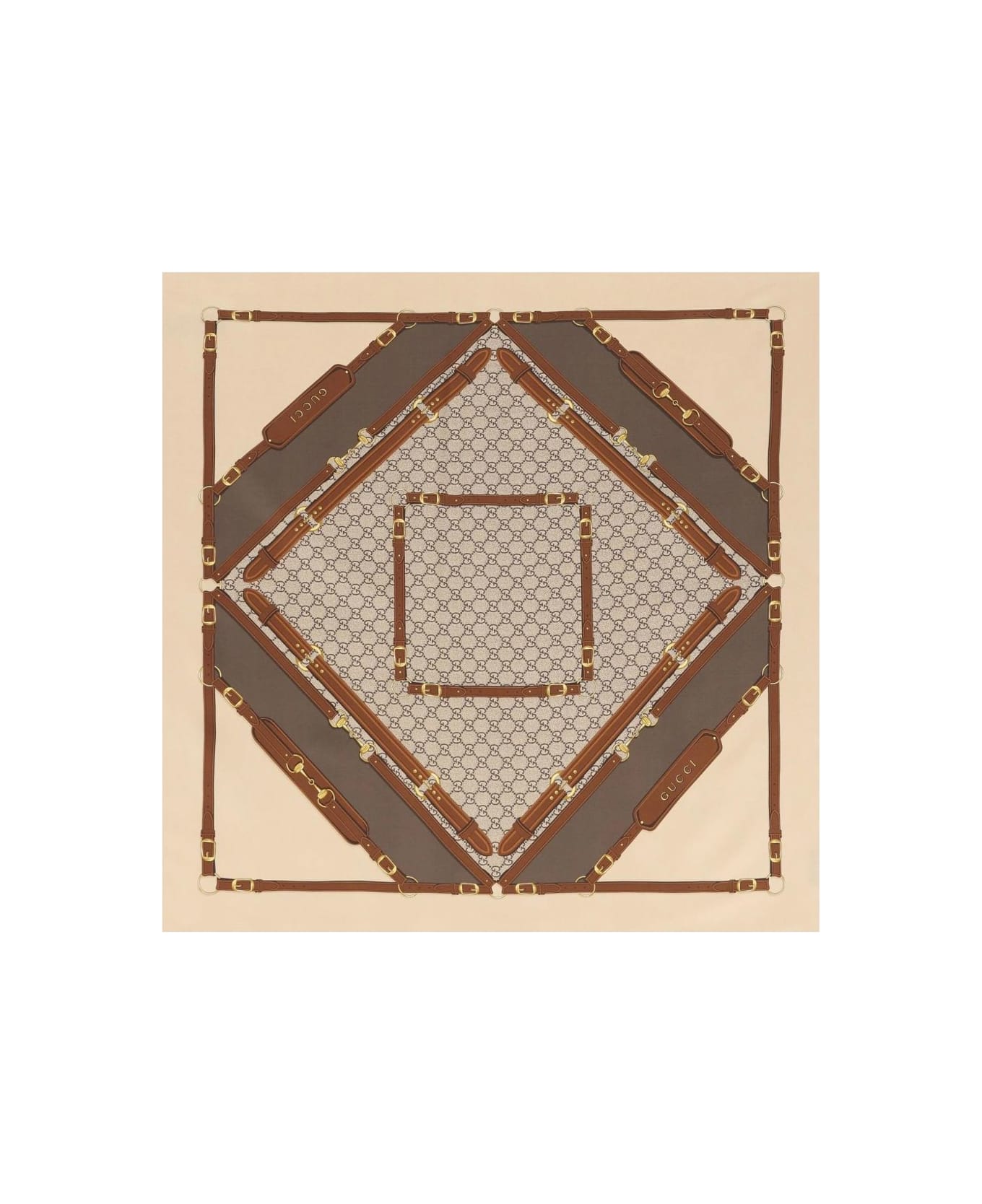 Gucci Printed Silk Foulard - Camel