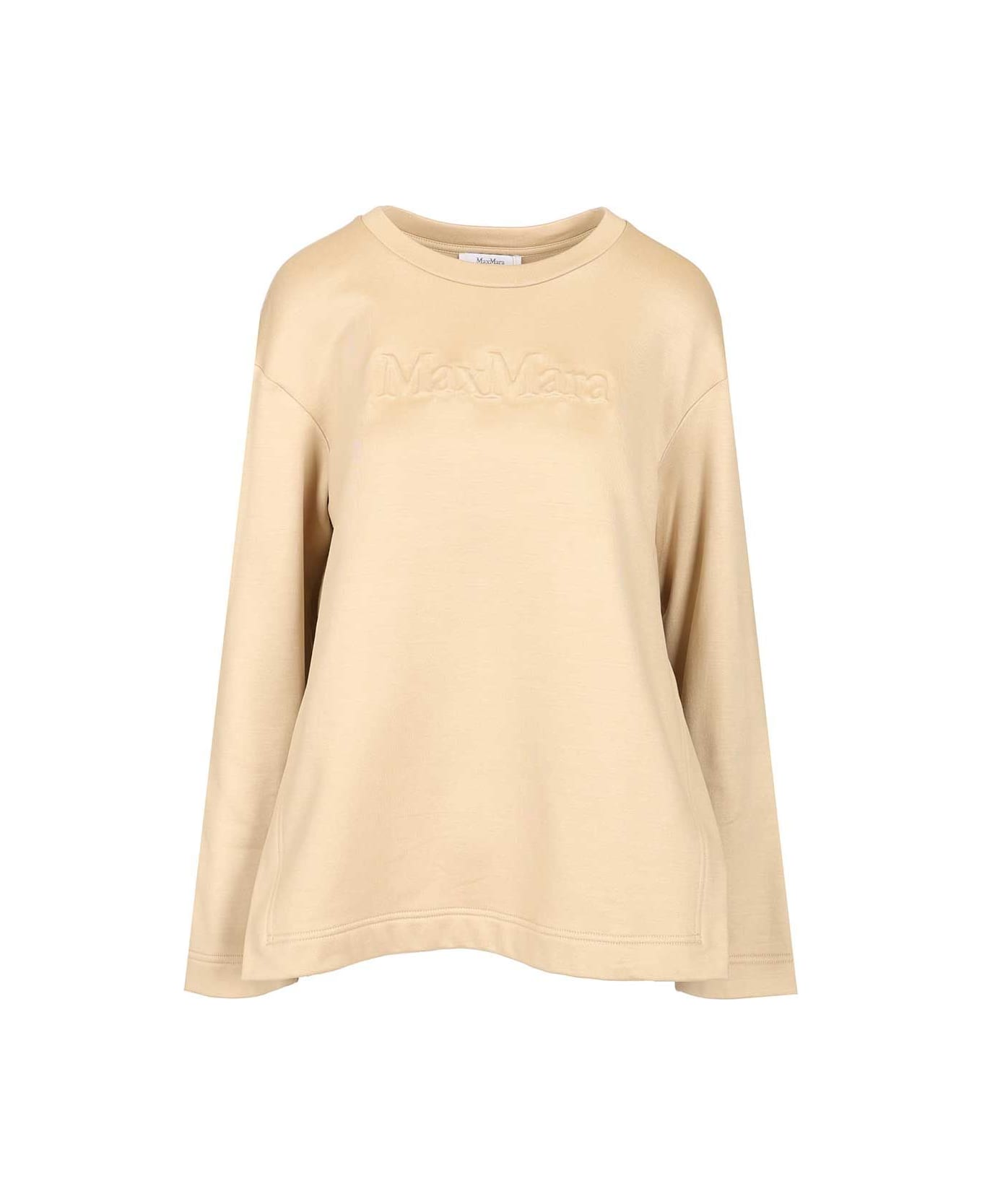 Max Mara Berma Crewneck Embossed Logo Sweatshirt - BEIGE