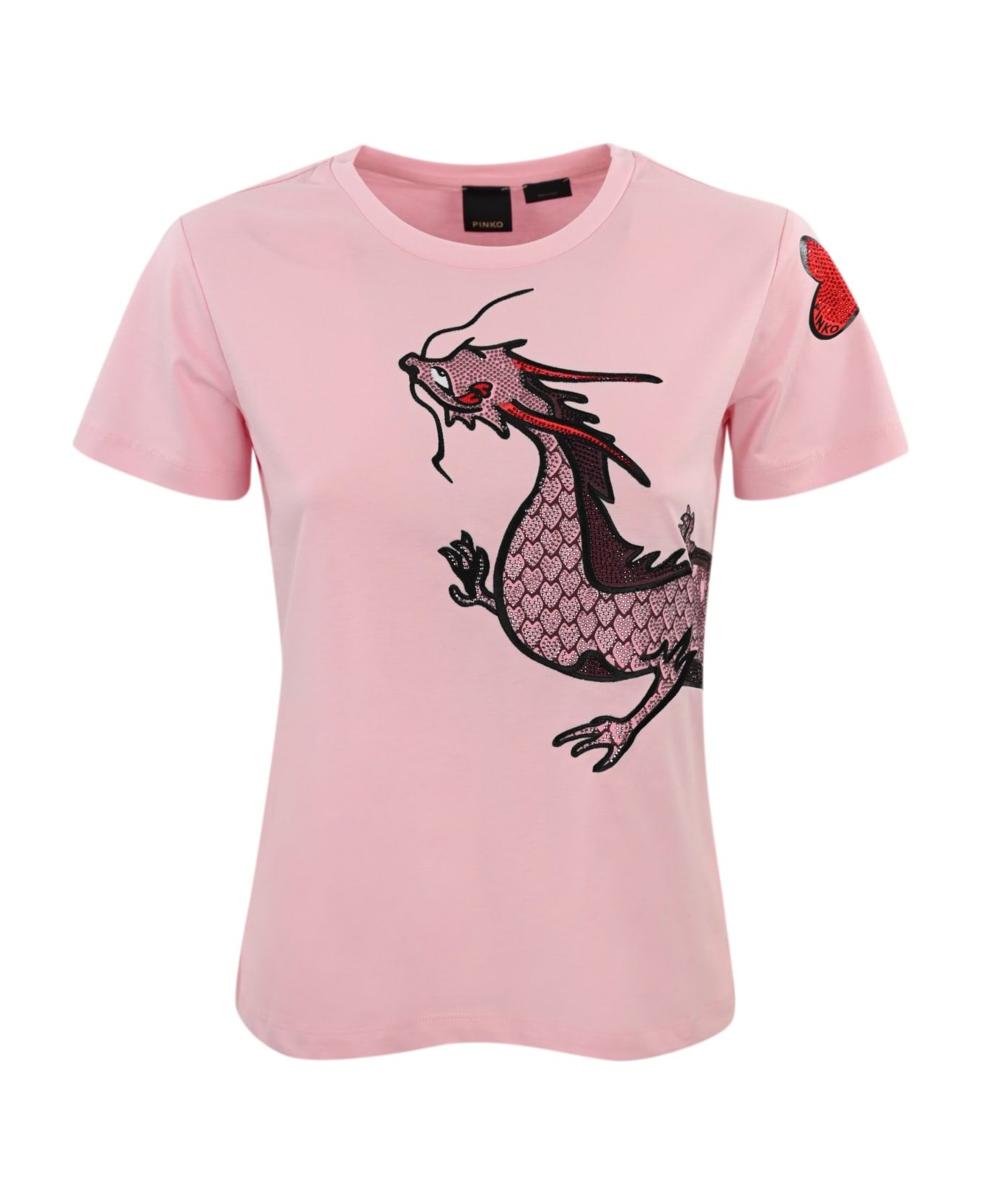 Pinko Quentin T-shirt With Glitter Design - Pink