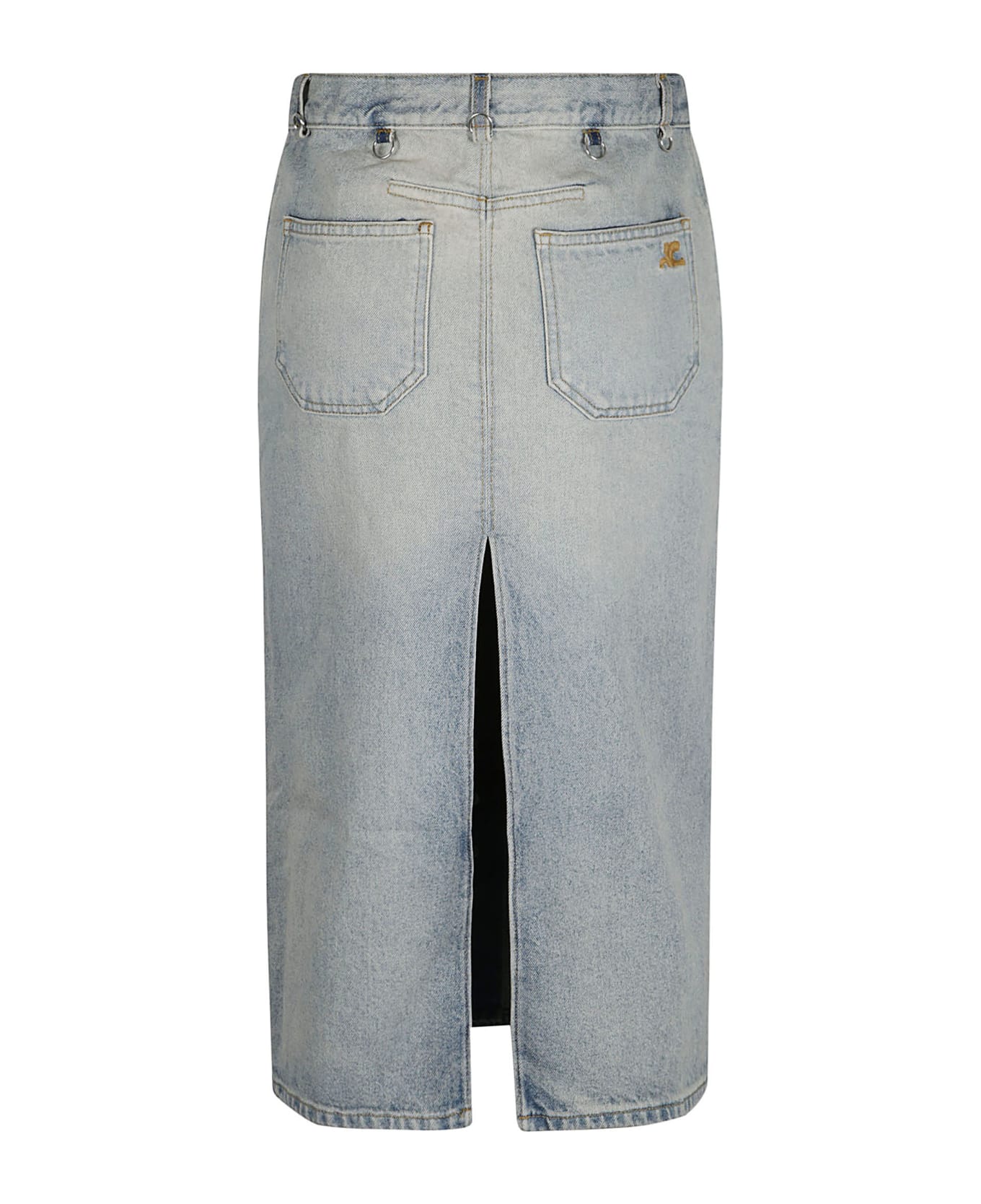 Courrèges Rear Slit 5 Pockets Denim Skirt - Light Blue
