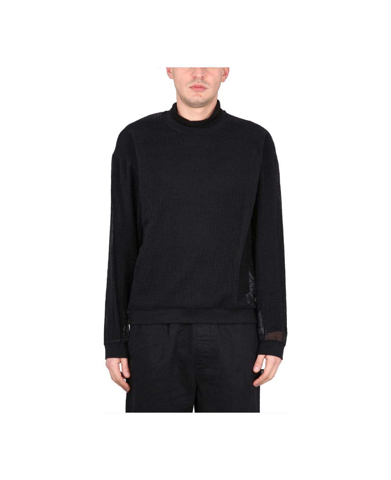 Stussy Mesh Sweatshirt. - BLACK