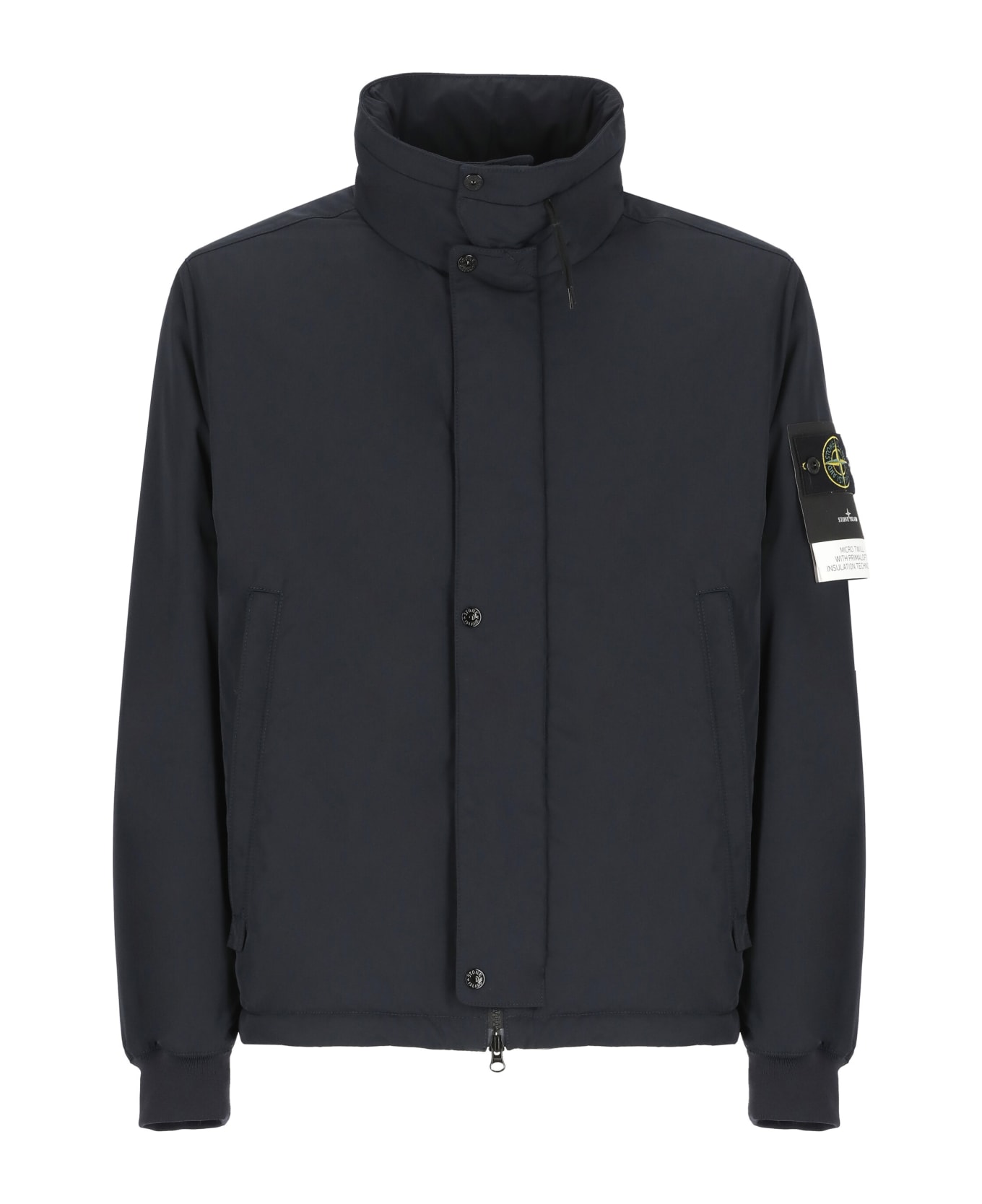 Stone Island Padded Jacket With Logo - Blue