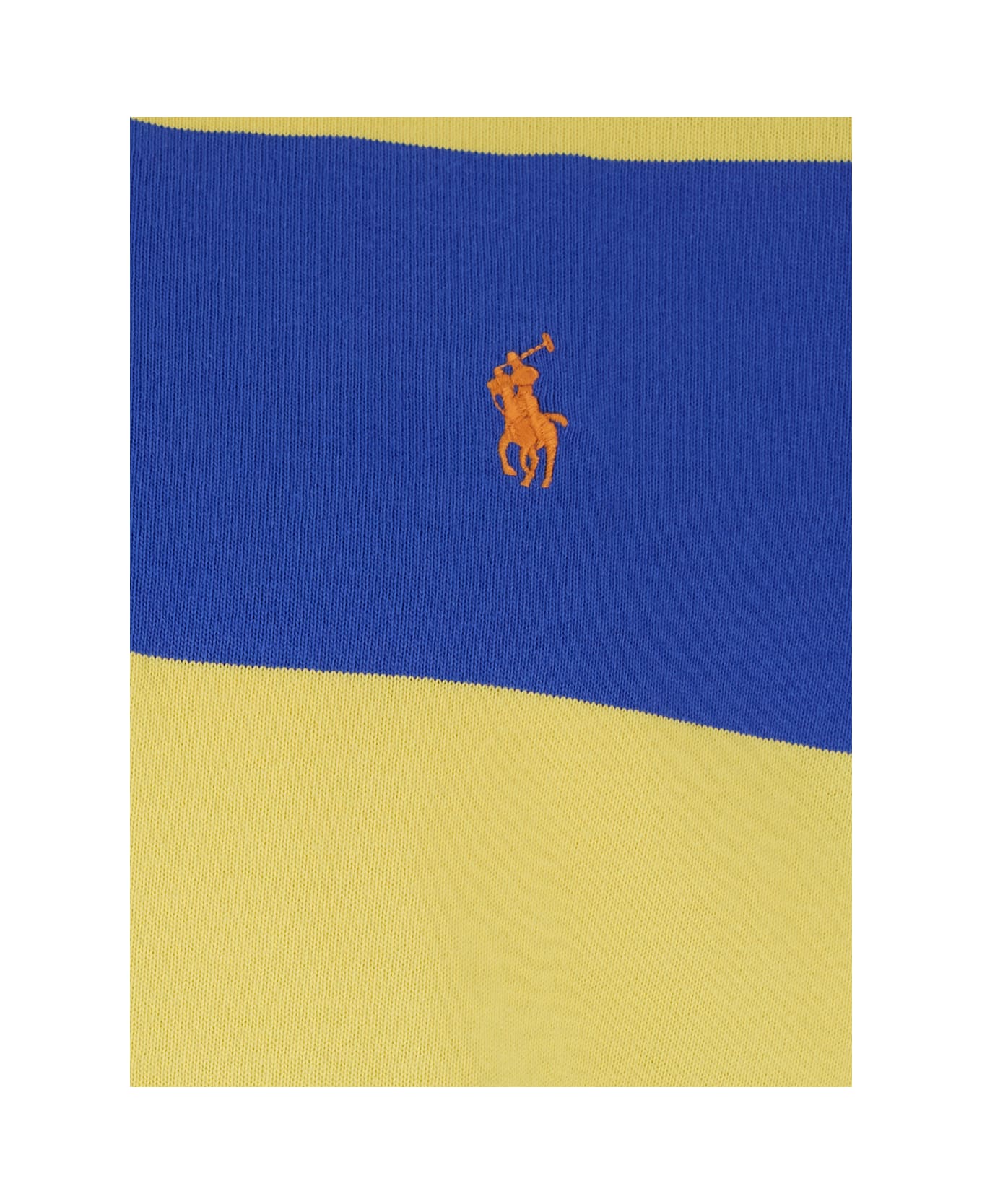 Polo Ralph Lauren Yellow And Blue Polo Shirt With Striped Pattern In Cotton Man Polo Ralph Lauren - Yellow