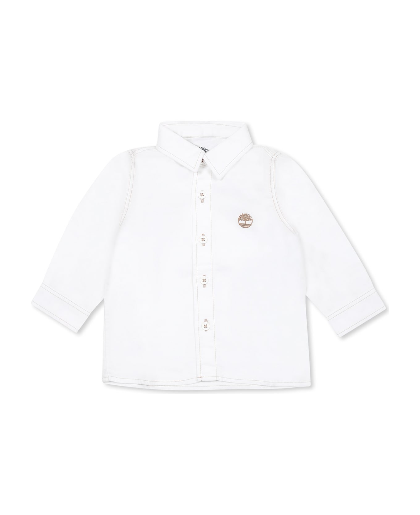 Timberland White Shirt For Baby Boy With Tree - White