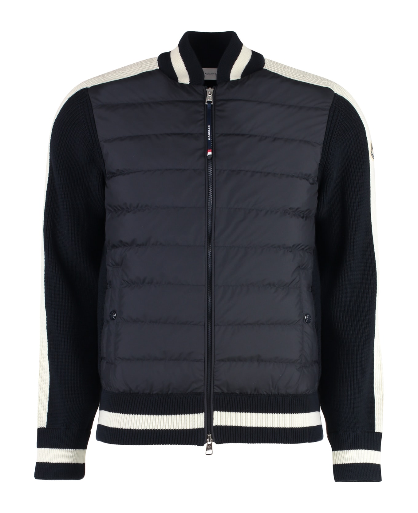 Moncler Cardigan With Padded Front Panel - blue ダウンジャケット