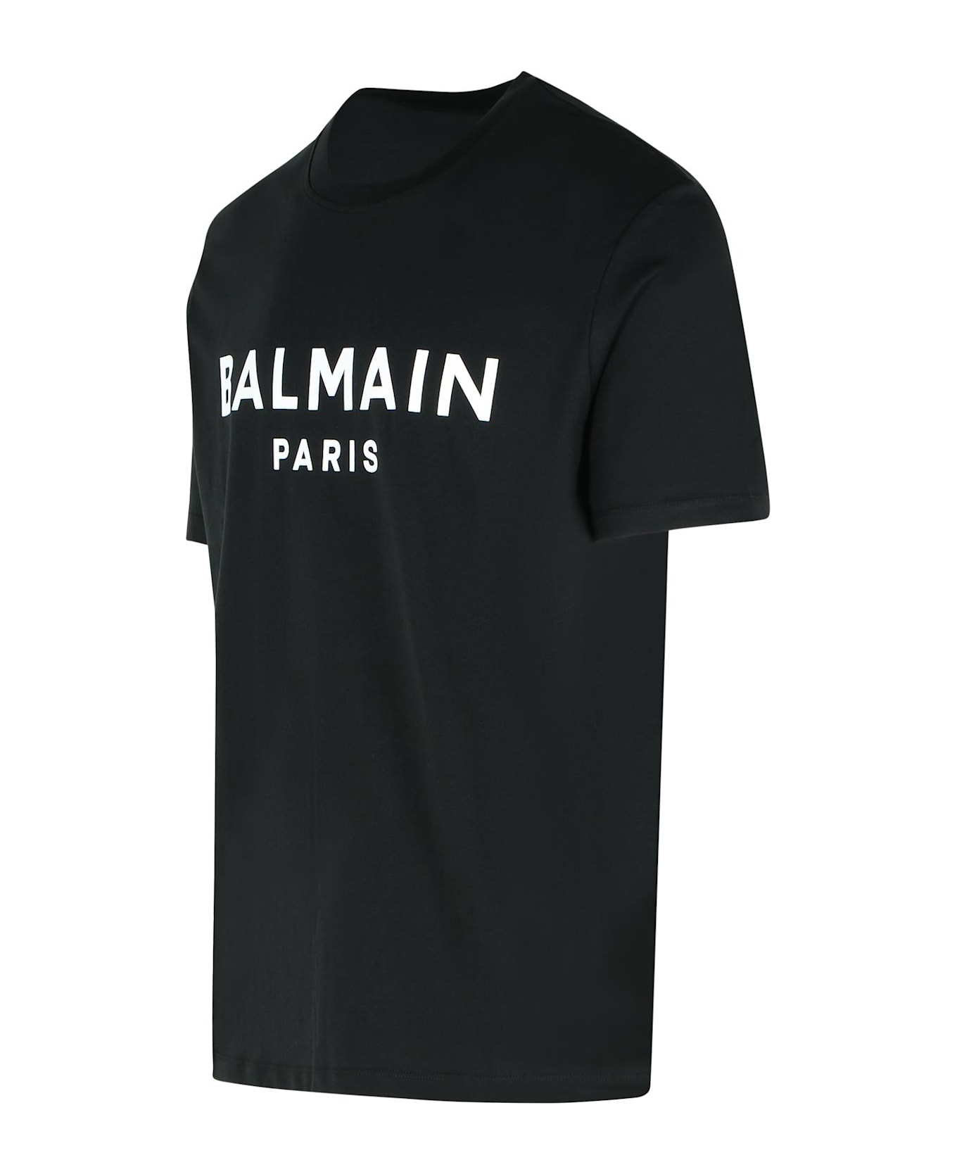 Balmain Black Cotton T-shirt - Eab Noir Blanc