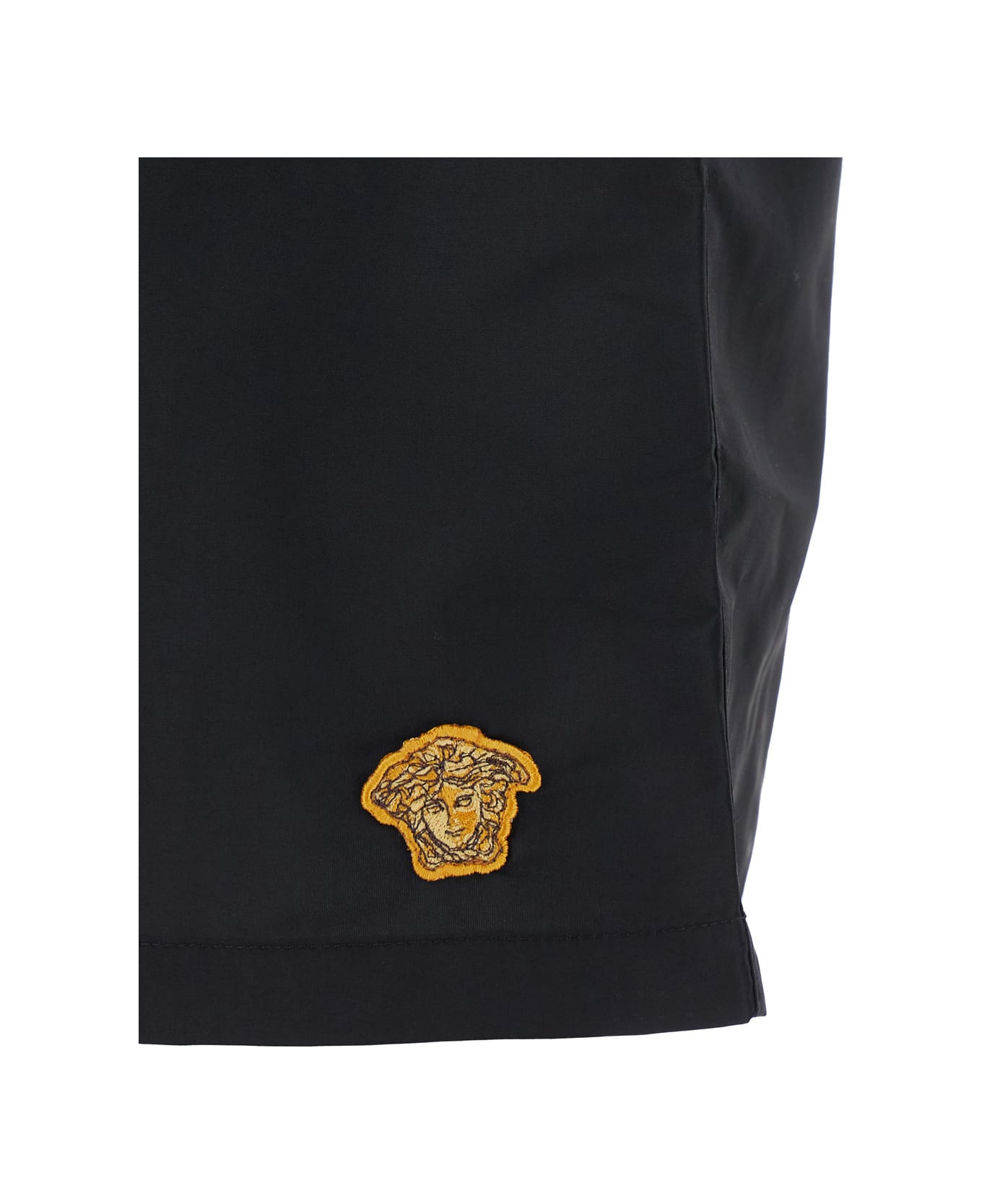 Versace Black Swim Shorts With Elastic Drawstring Waist And Medusa Embroidery On The Front In Tech Fabric Man - Black