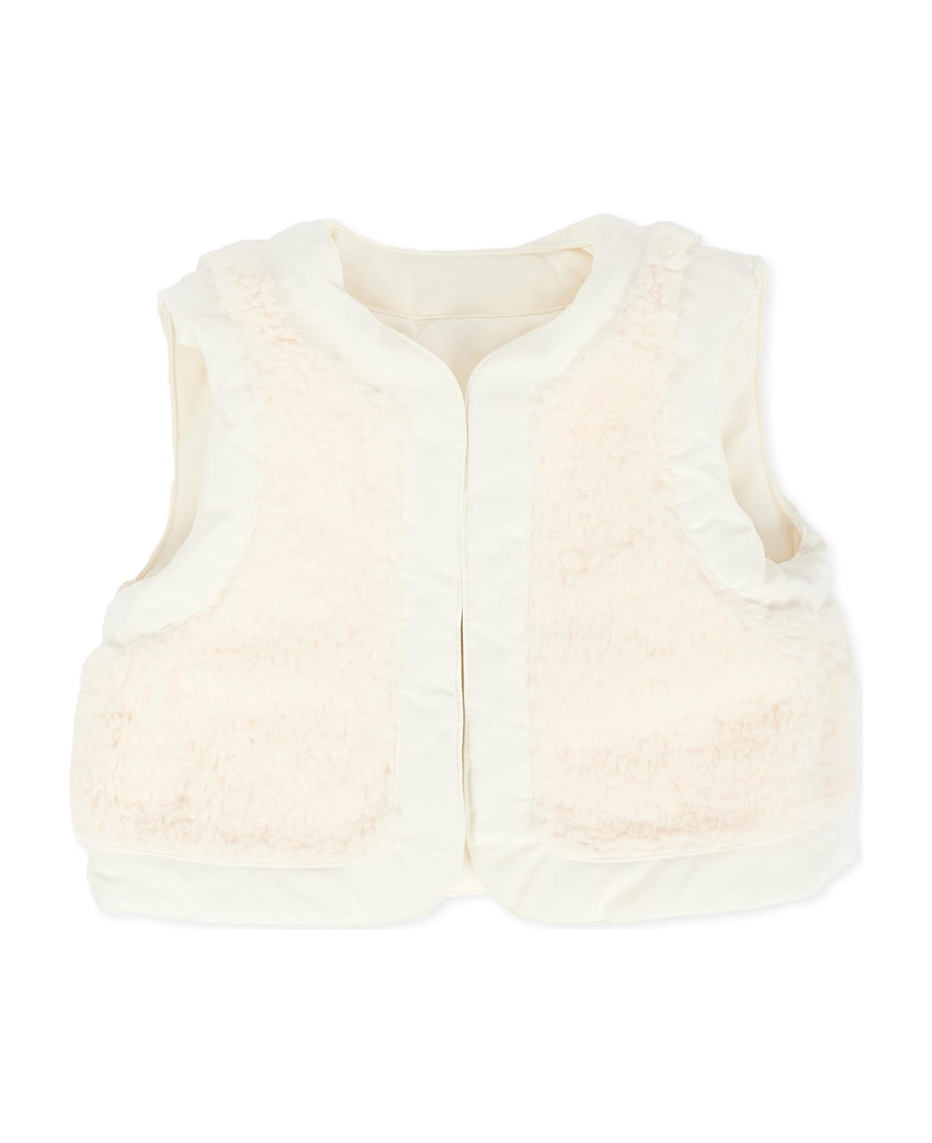 Chloé White Reversible Vest For Baby Girl With Logo - White