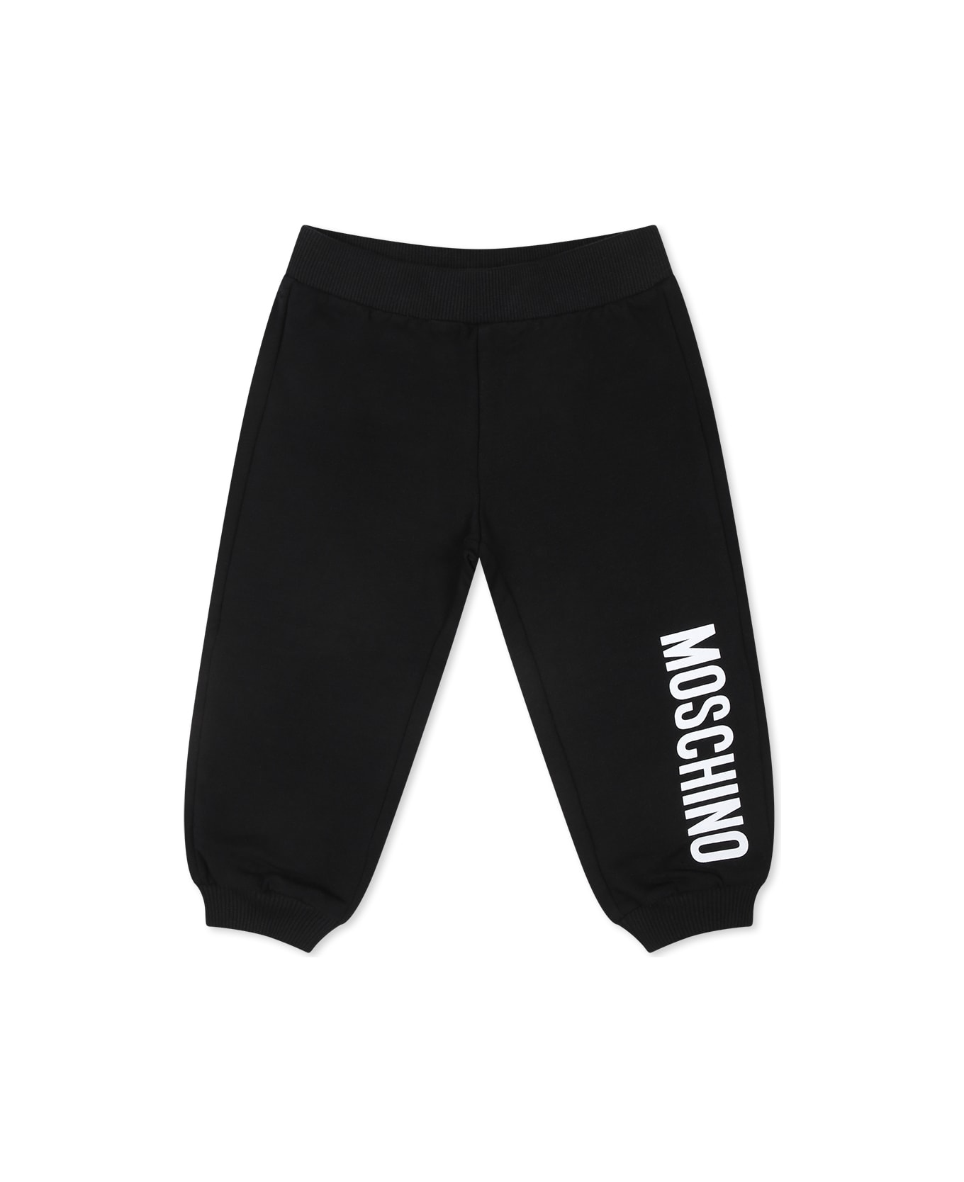 Moschino Black Trousers For Babykids With Logo - Black