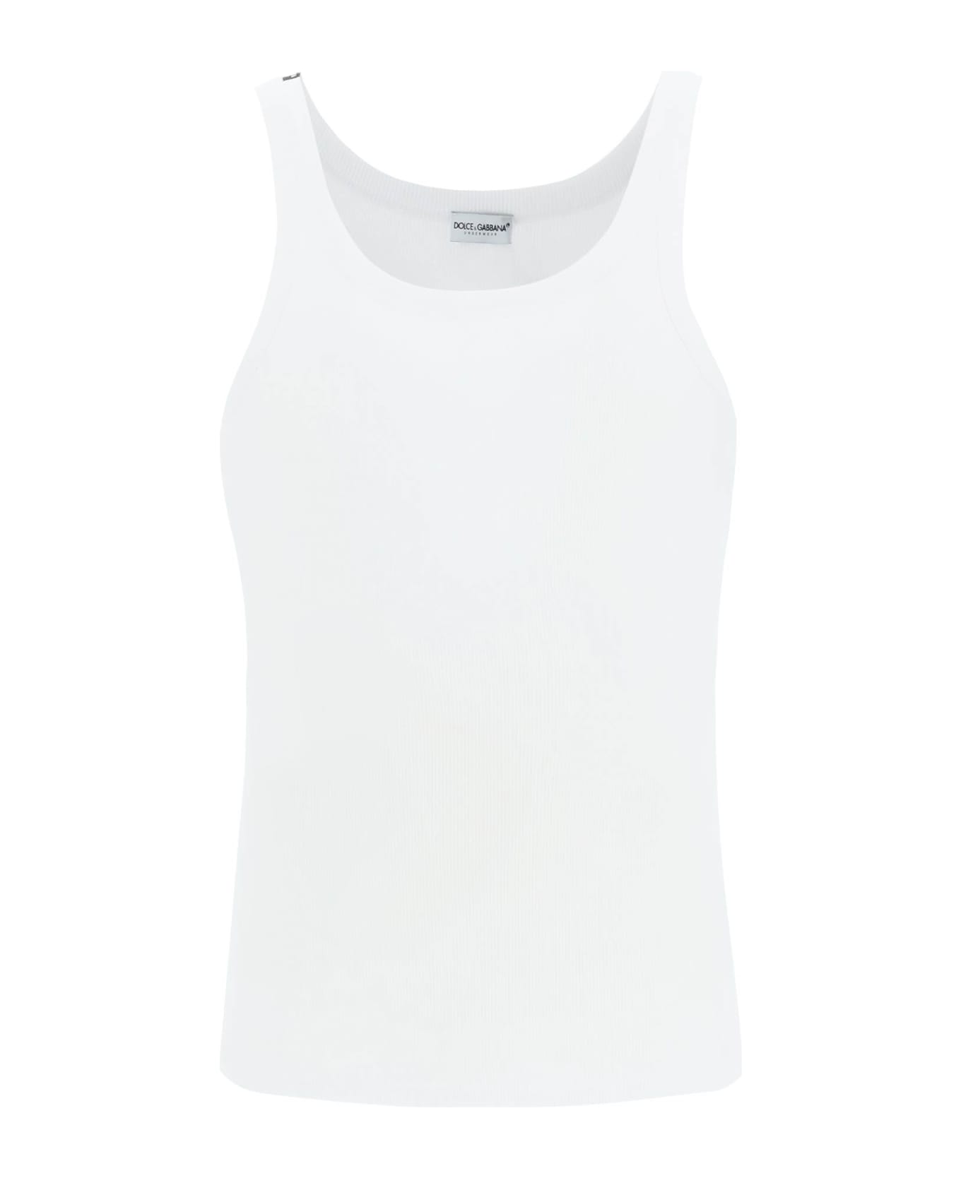 Dolce & Gabbana geometric-print cotton shirt Tank Top - BIANCO OTTICO (White)