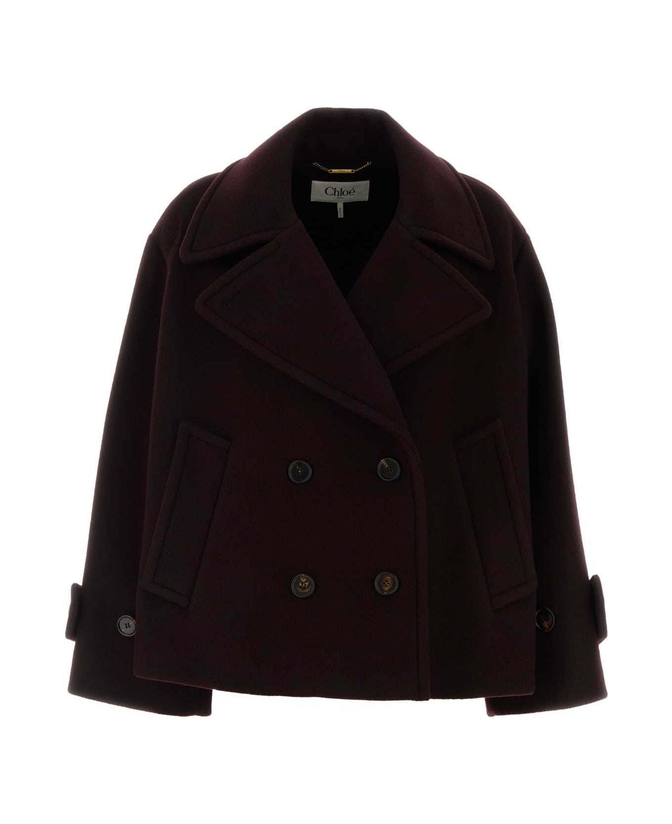 Chloé Purple Wool Blend Coat - DEEPPURPLE