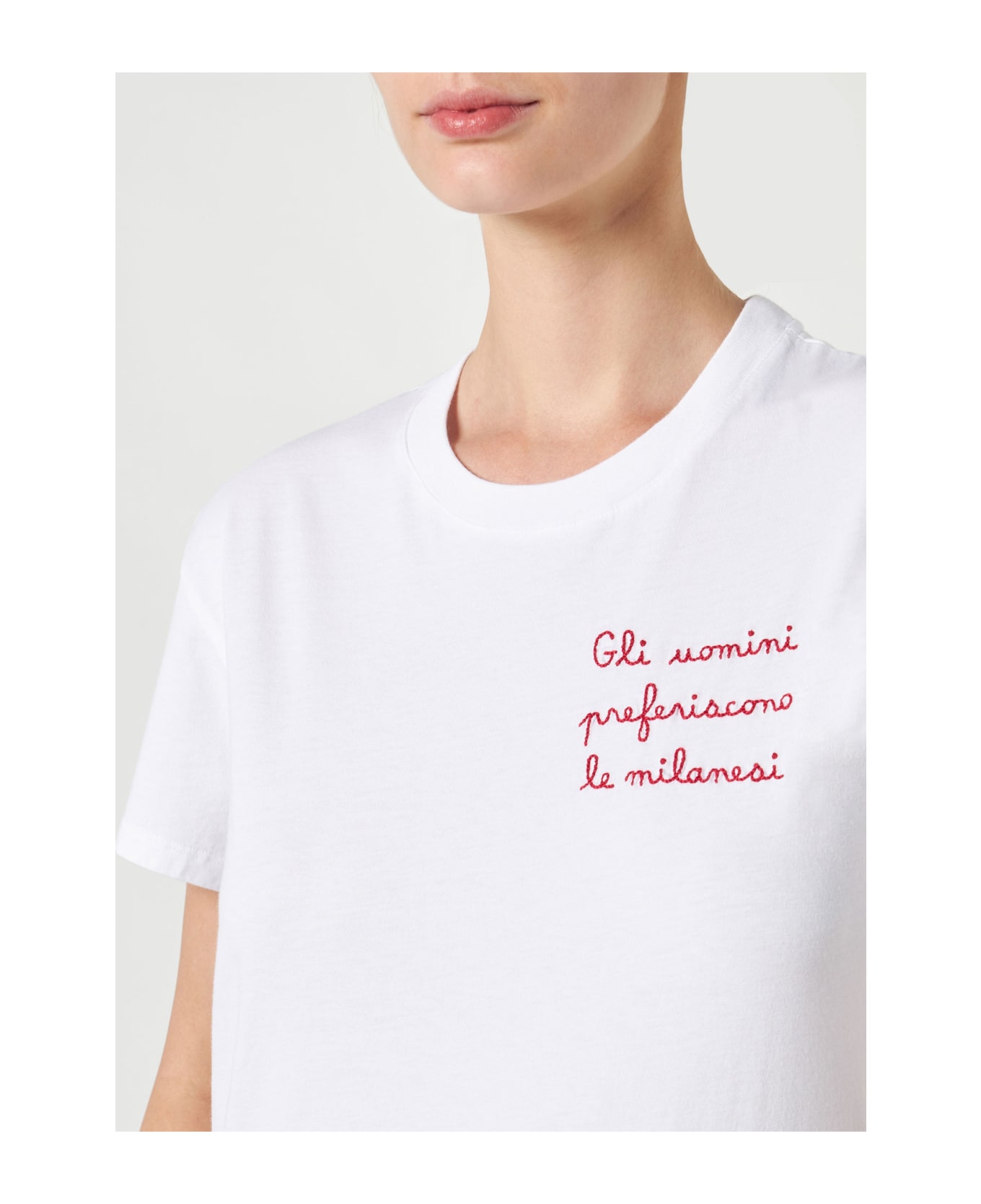 MC2 Saint Barth Woman Cotton T-shirt With Embroidery | La Milanese Special Edition - WHITE