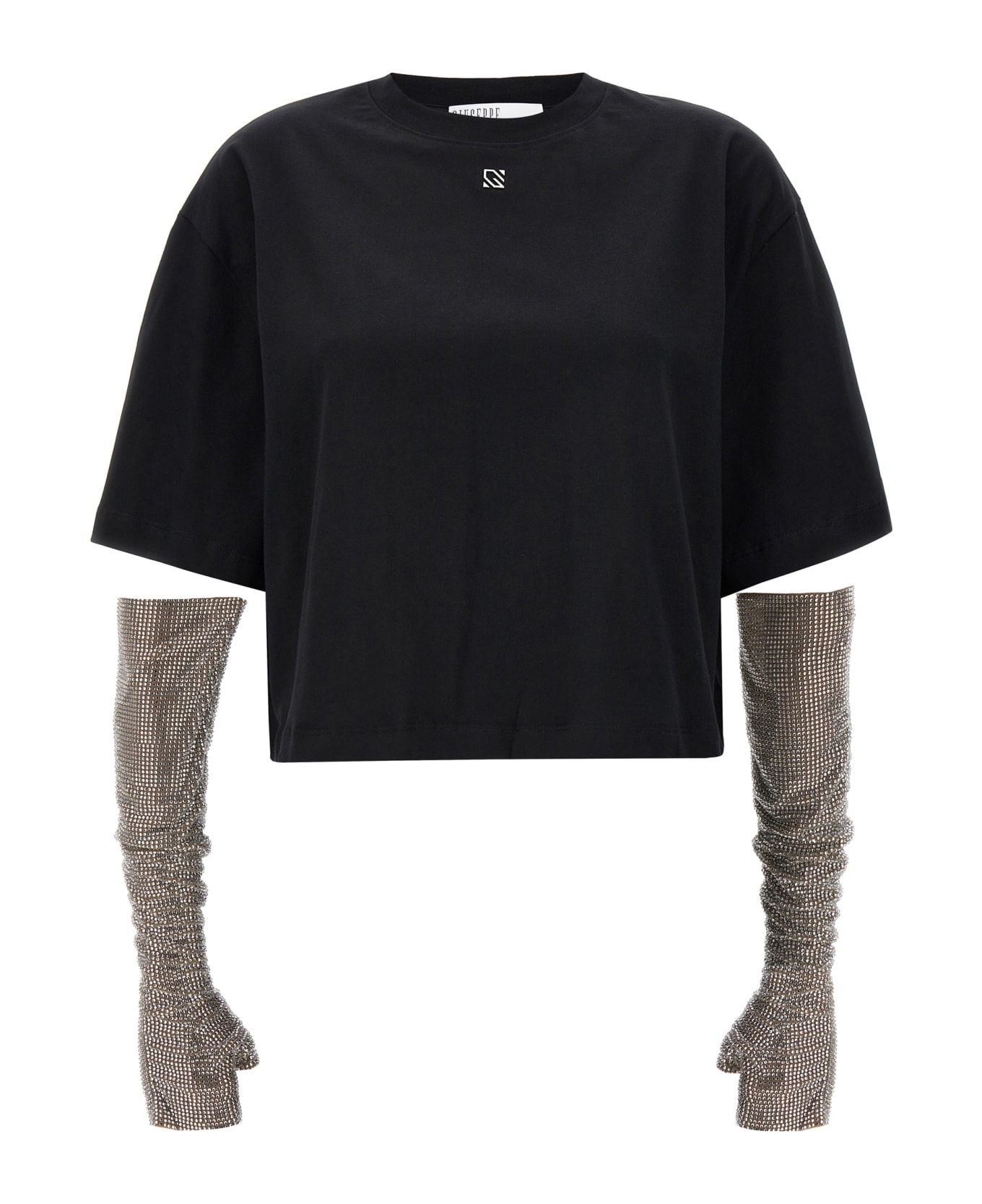 Giuseppe di Morabito Crystal Sleeves T-shirt - Black   Tシャツ