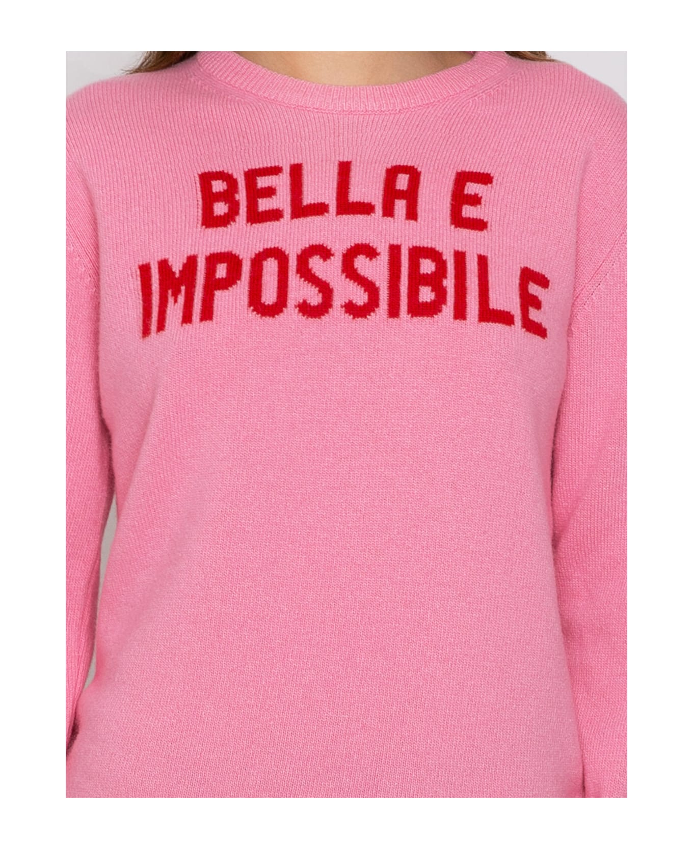 MC2 Saint Barth Woman Sweater With Bella E Impossibile Print - PINK ニットウェア