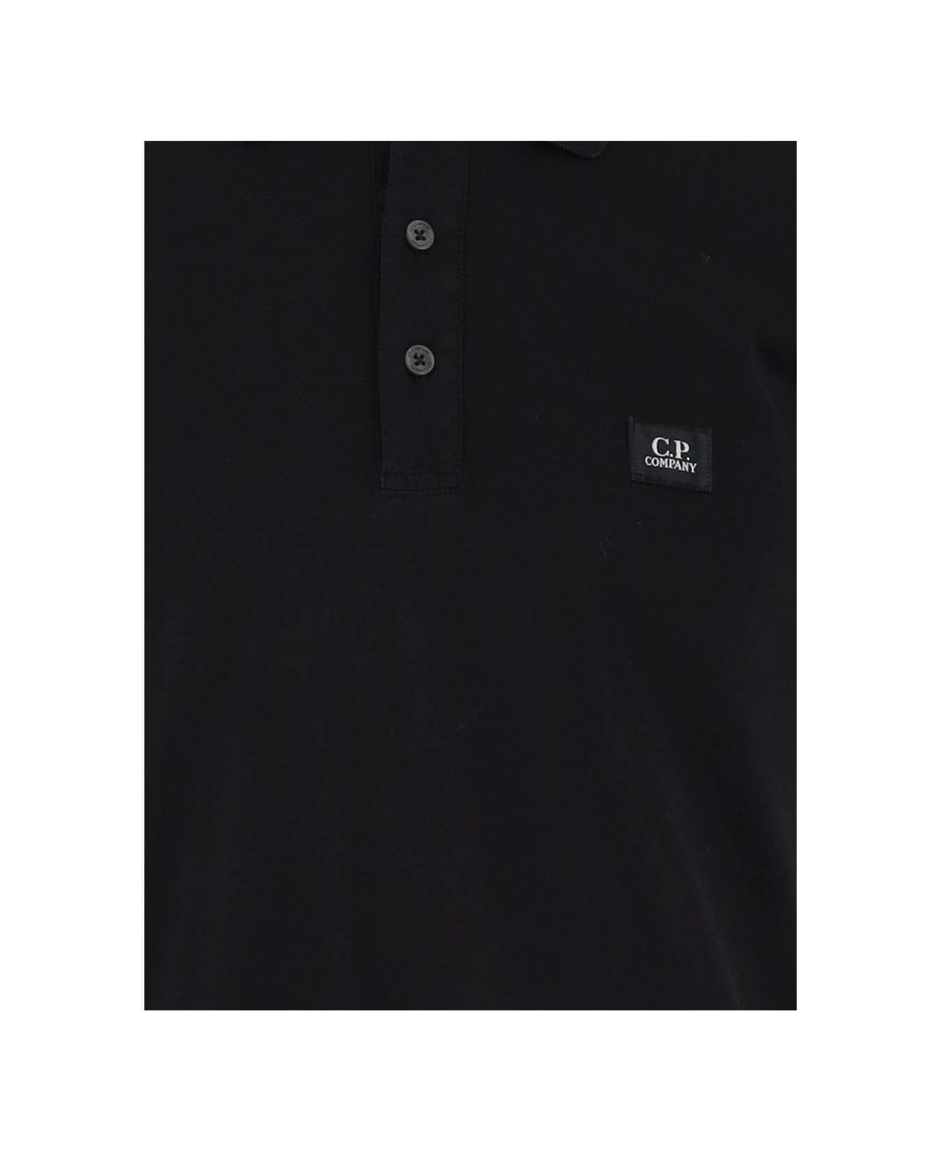 C.P. Company Cotton Polo Shirt With Logo - Black