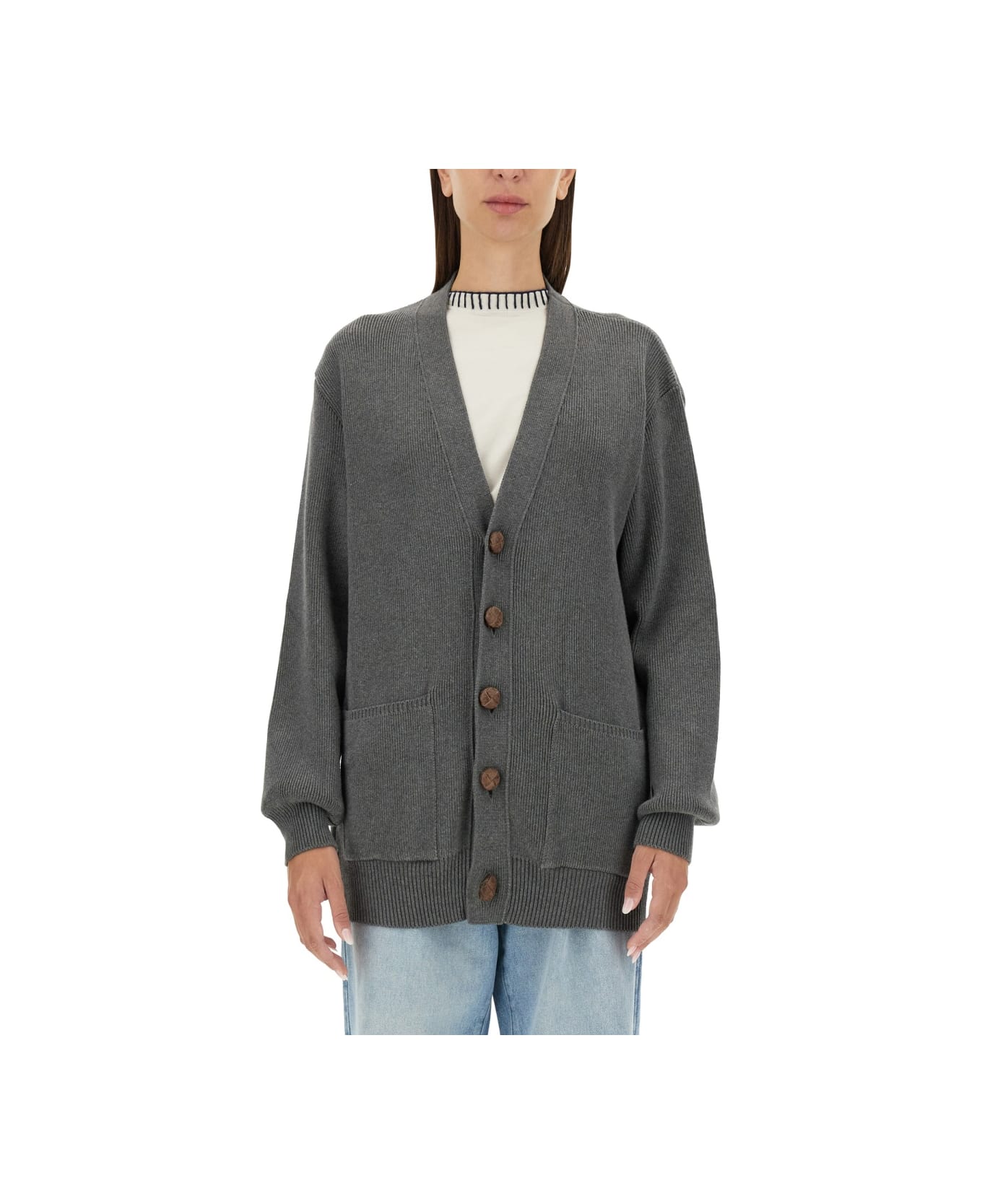 Golden Goose Cardigan With Logo - GREY