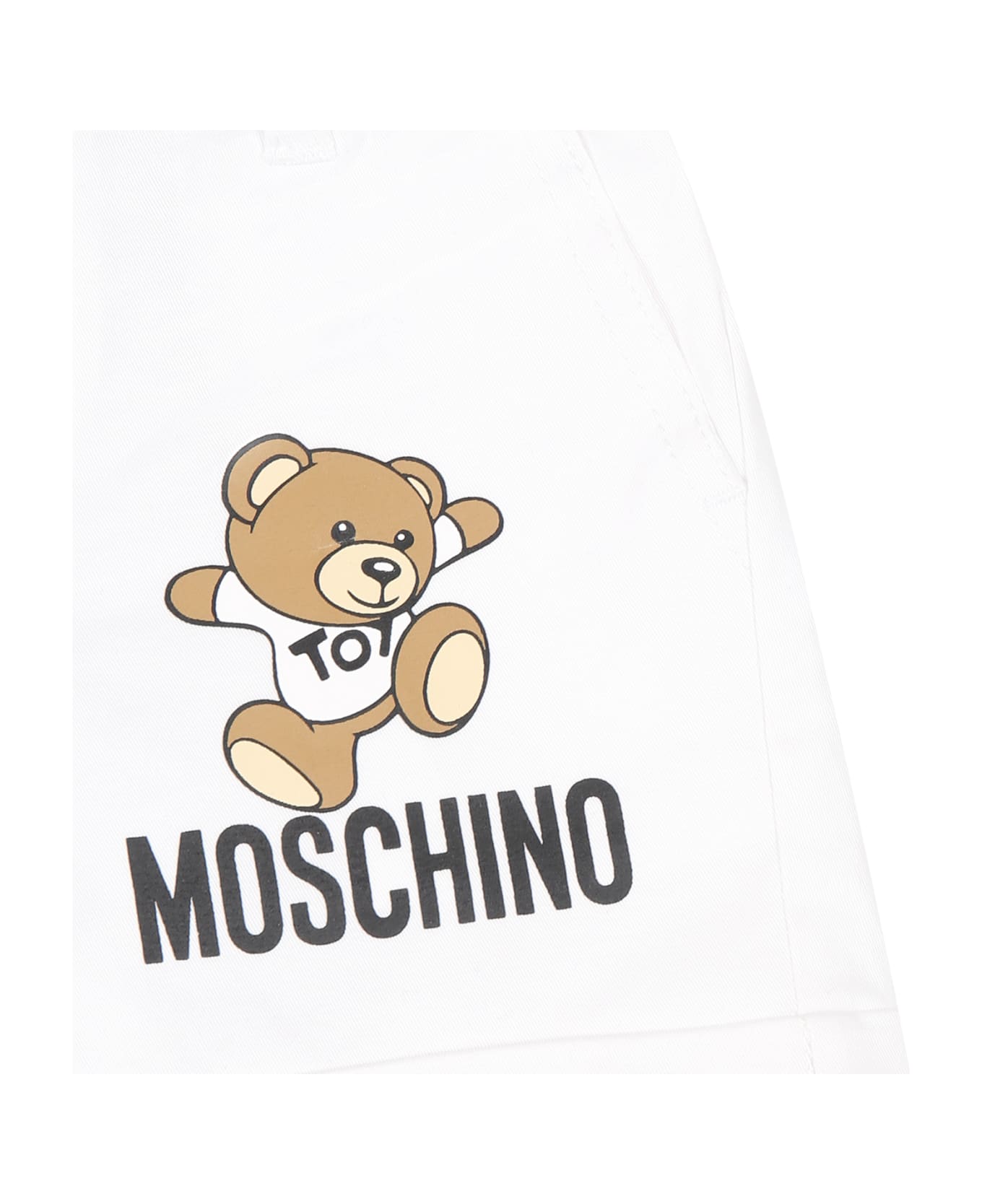 Moschino White Shorts For Baby Boy With Teddy Bear And Logo - White ボトムス