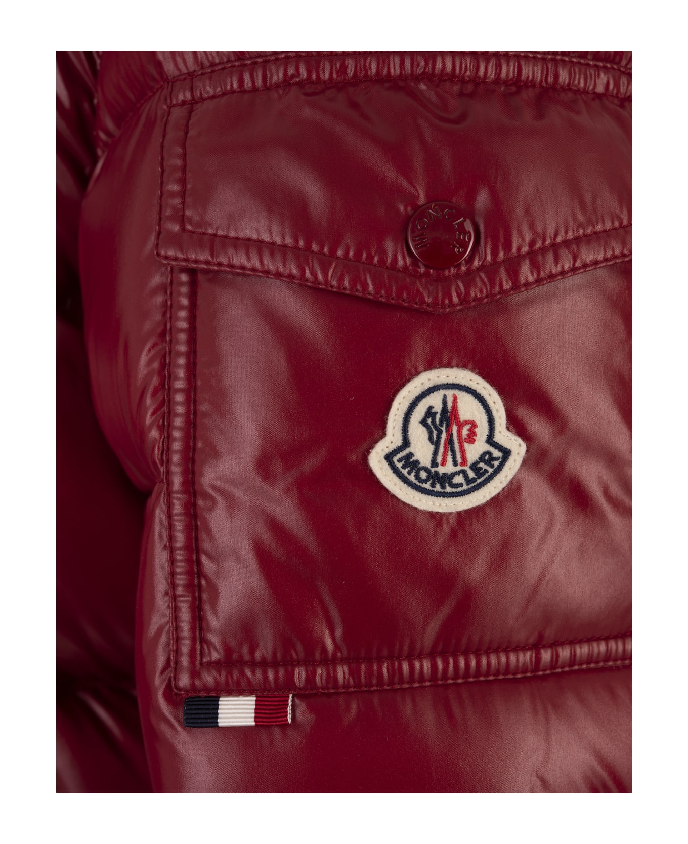 Moncler Dark Red Maljasset Short Down Jacket - Red