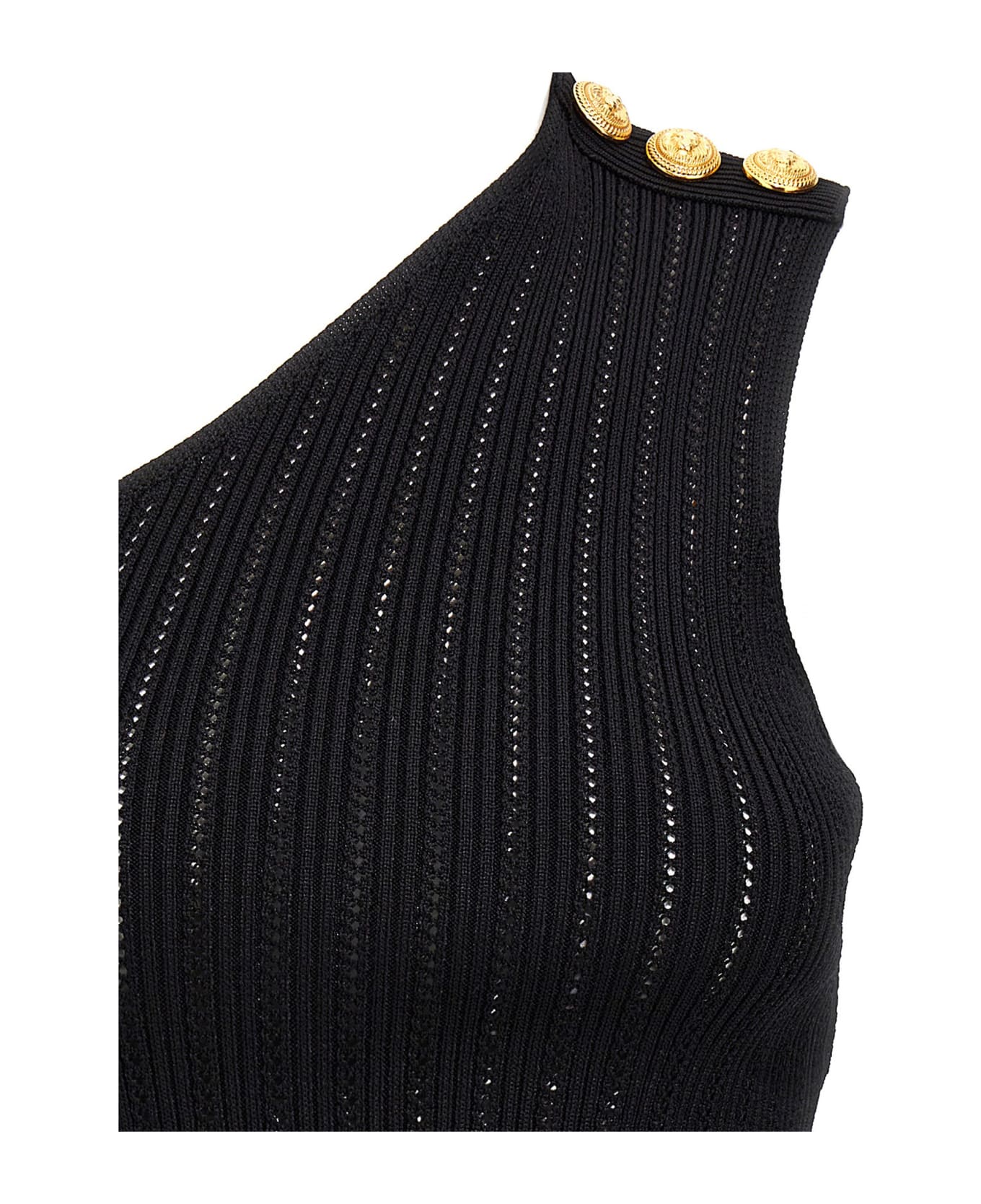 Balmain One Shoulder Top - Black  