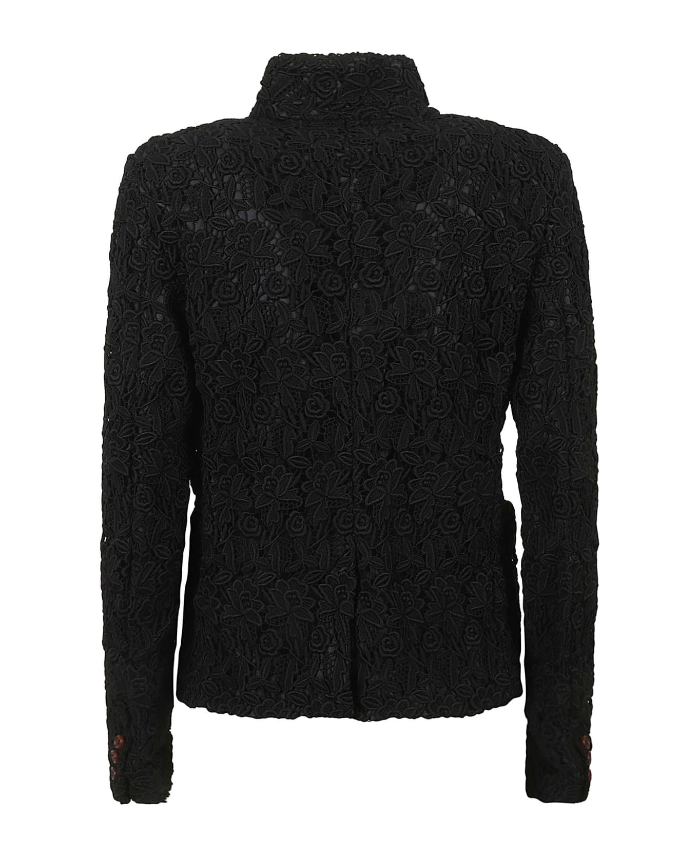 Comme des Garçons Comme des Garçons High-neck Embroidered Jacket - Black