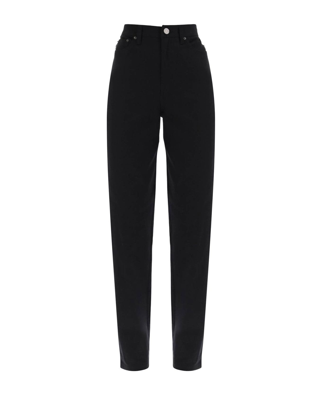 Rotate by Birger Christensen Straight Jeans With Cristal Fringes - BLACK