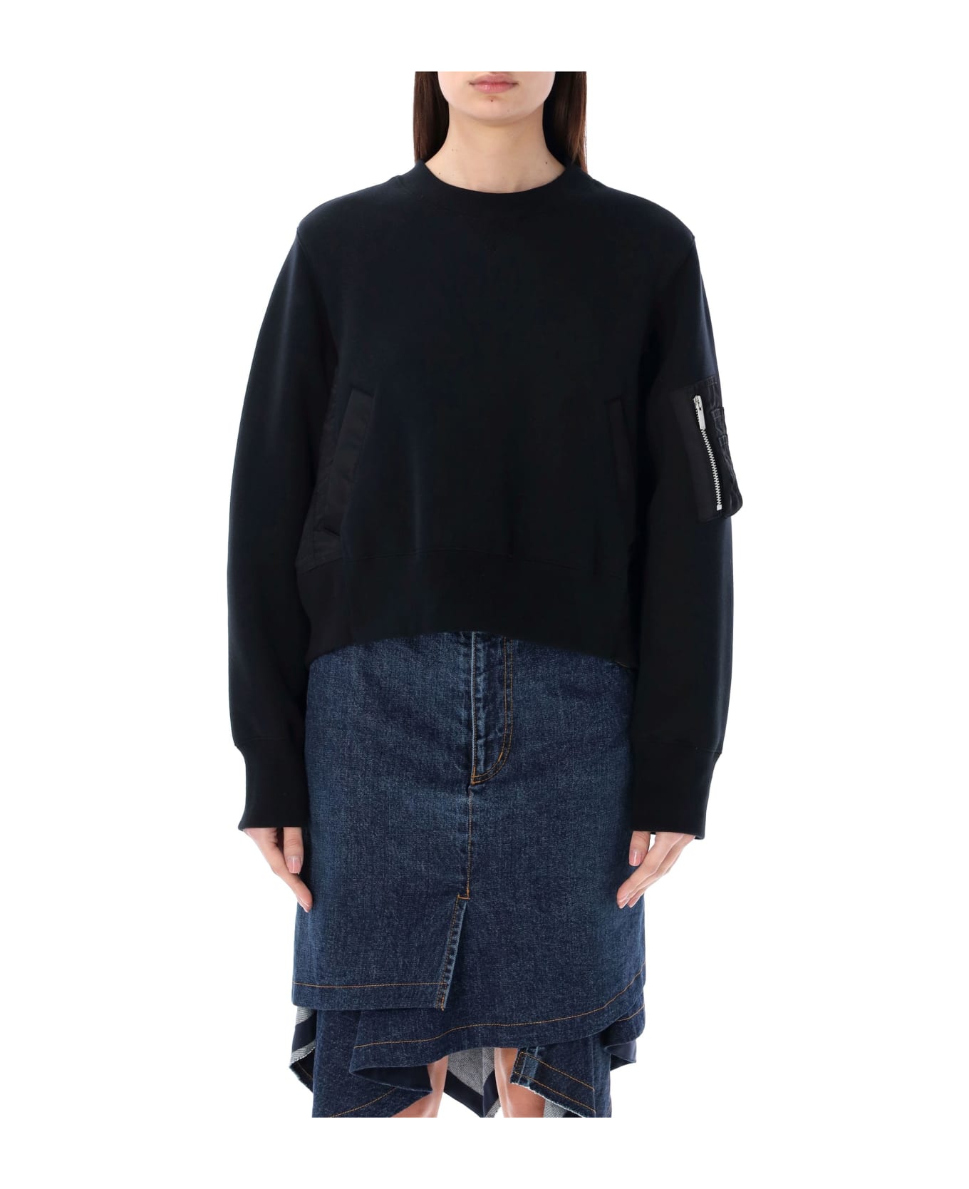 Sacai Paneled Sweatshirt - BLACK